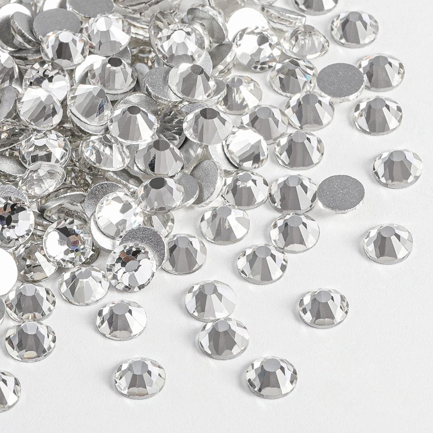 beadsland Flat Back Crystal Rhinestones Round Gems for Nail Art and Craft Glue Fix, Crystal (7.1-7.3mm) SS34/288pcs