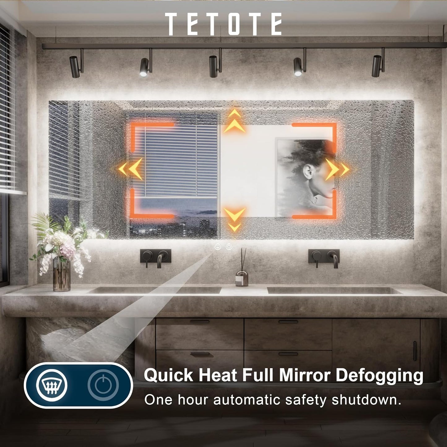 TETOTE 84 x 32 Inch LED Backlit Bathroom Mirror with Lights,Anti-Fog,Dimmable Lighted Mirror(Horizontal/Vertical) Wall Mounted Vanity Mordern Mirror