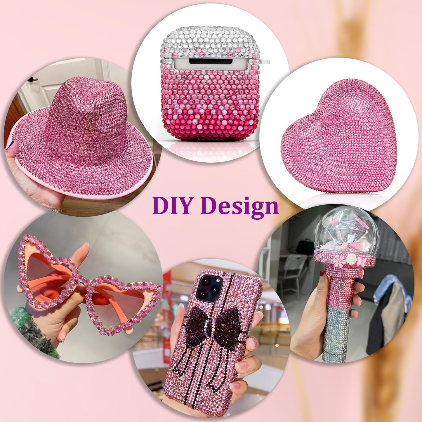 25000Pcs Resin Rhinestones with Tweezers for Crafting, Dark Pink 2-6mm Mixed Sizes Non Hotfix Flatback Gems, Bedazzling Crystal for DIY Craft Clothing Mugs Tumblers Shoes Fabric Decor Nail Art