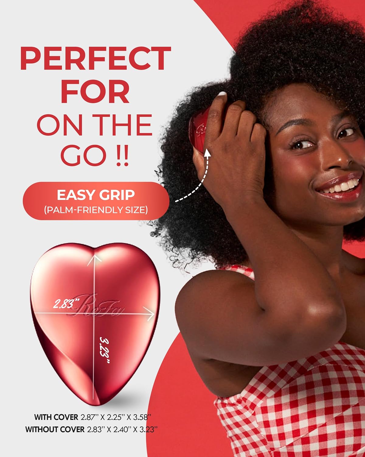 ReFa Heart Brush SHINE RED | Heart Shaped Hair Brush for Women | No Tangle Hair Brush | Small Hair Brush for Thick Hair | Hair Detangler Hair Brush Travel Hair Brush