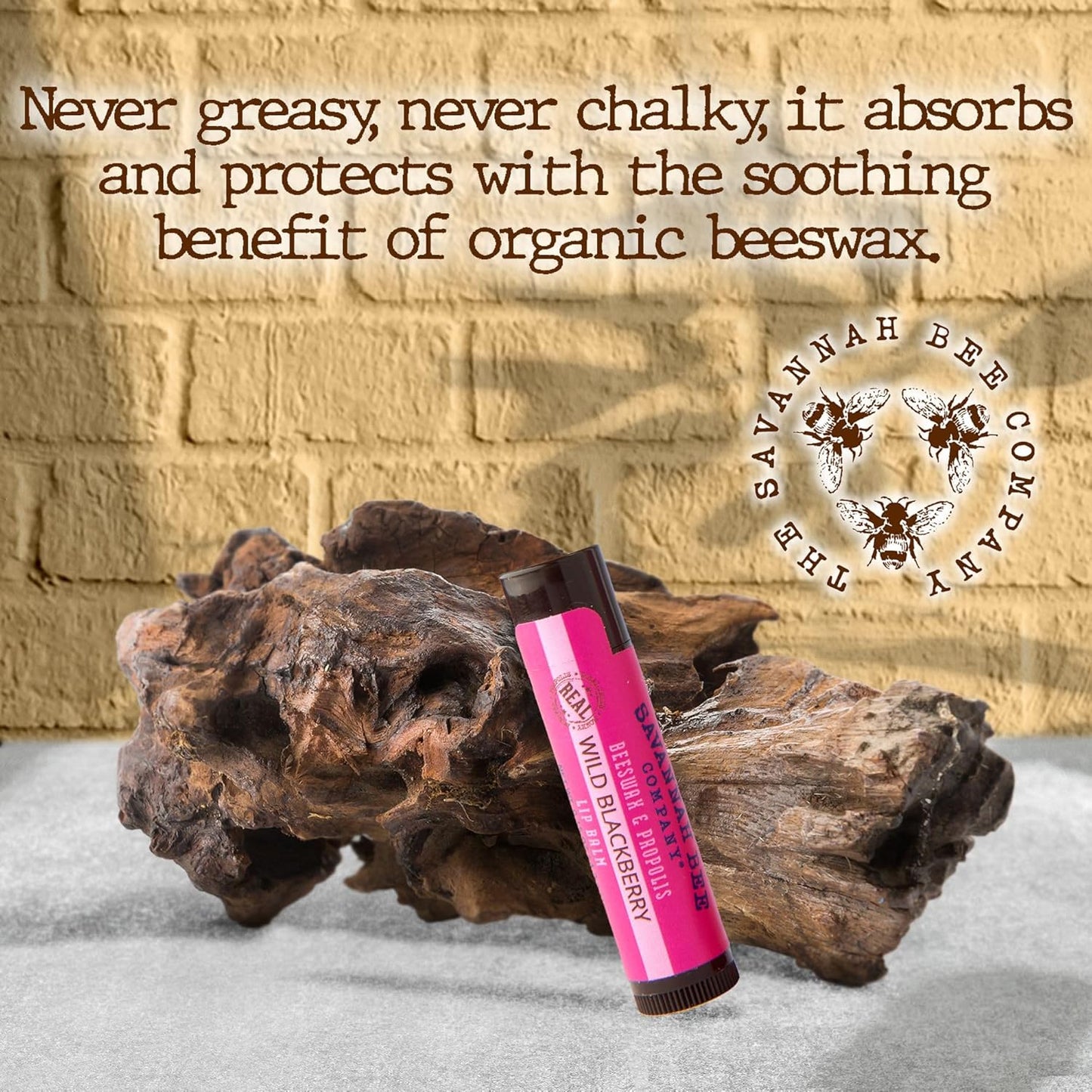 Savannah Bee Lip Balm Hanger 0.15 oz - Invigorating Mint Flavor - Natural Ingredients for Supple, Soft Lips - Convenient Hanger Design (.15 Oz, Wild Blackberry)
