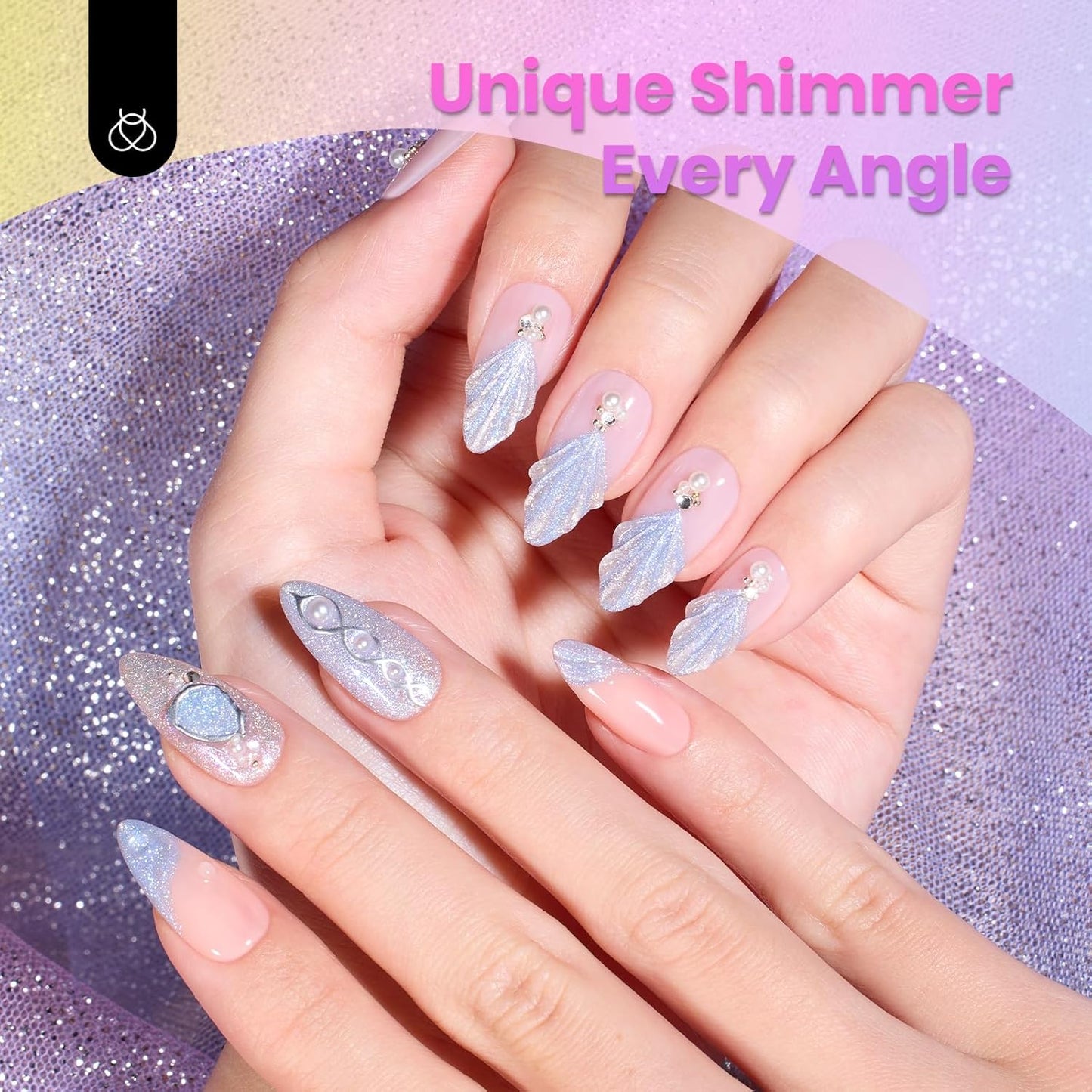 Beetles Cat Eye Gel Nail Polish Set - 6 Colors Summer Chameleon Cat Eye Green Silver Pink Blue Purple Green with Magnet Soak Off UV Fairy's Descent Collection Salon Nail Art Manicure Gift for Women