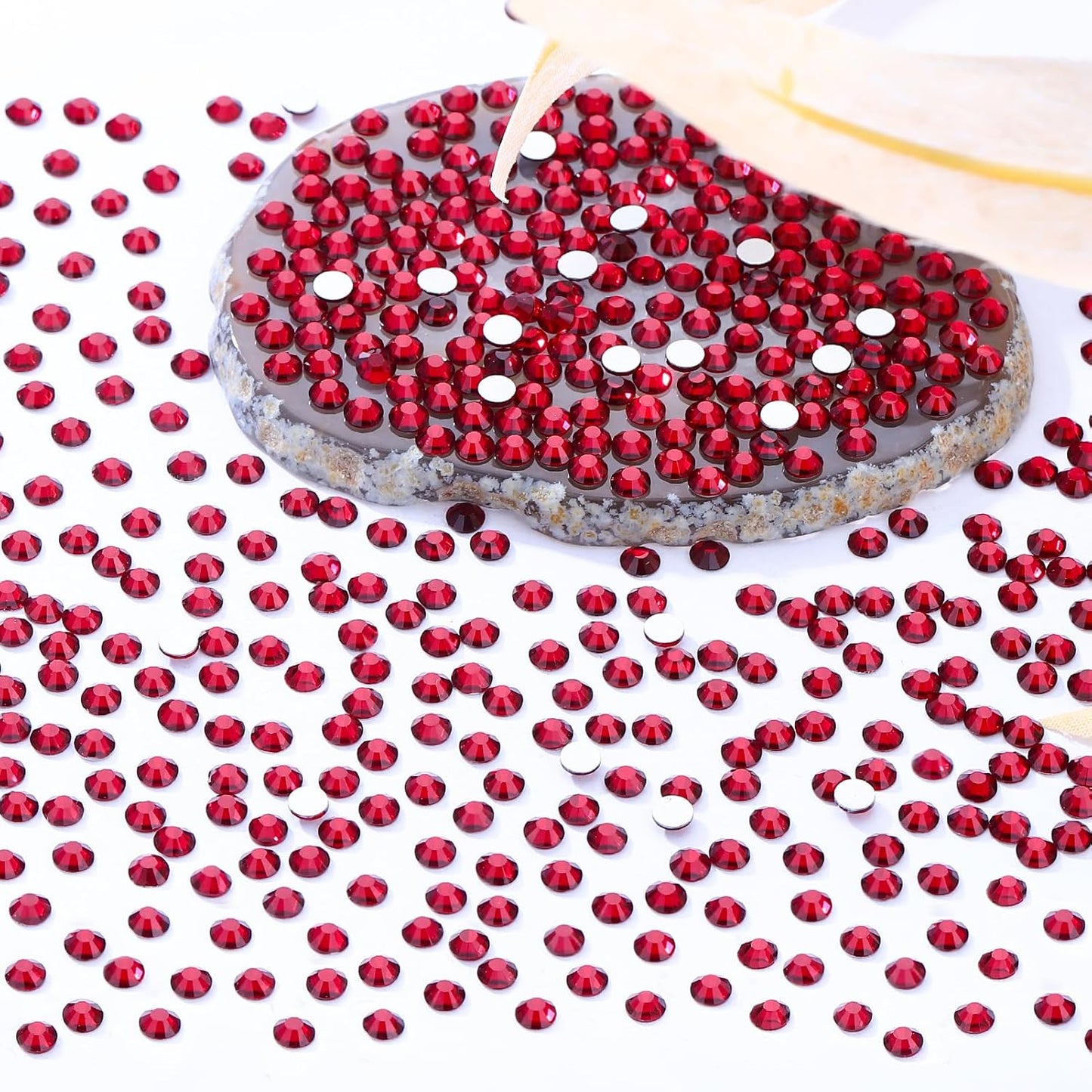 Siam Flatback Rhinestones, Glass Rhinestones for Nail Art and Craft, Glue Fix, Loose Crystal Gemstones(Siam, SS6, 2880pcs, 1.9-2.0mm)