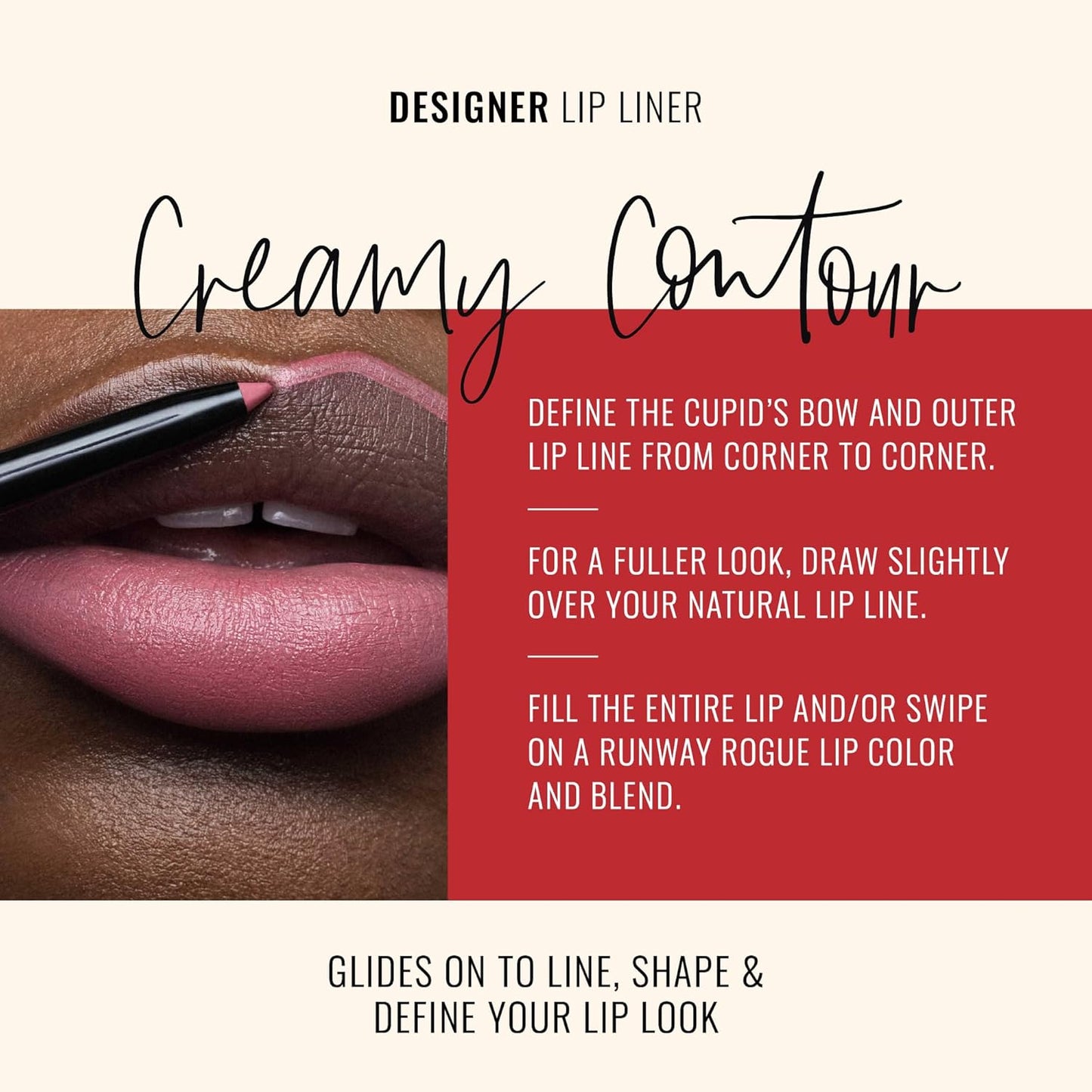 Runway Rogue Designer Liner Lip Pencil, Matte Blush-Pink Lip Liner Pencil and Lip Liner Sharpener, ‘It’s a Wrap’