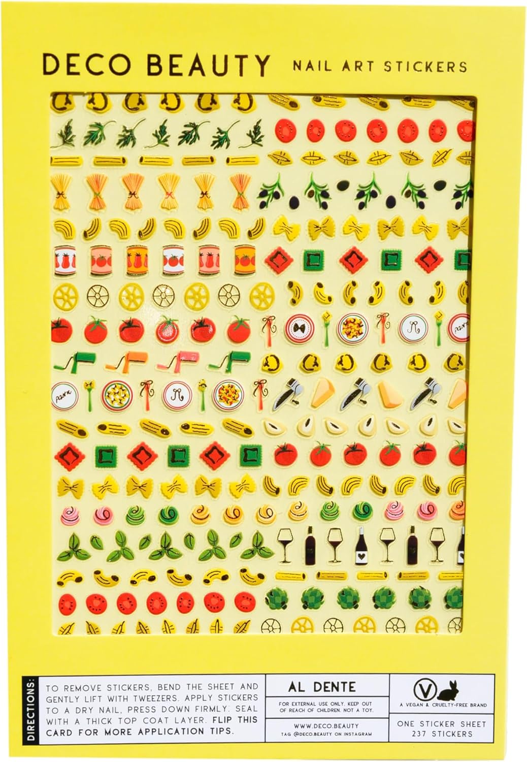 Al Dente Nail Stickers - Lightweight & Easy-to-Apply Nail Art with Trendy Designs - Durable & Long-Lasting Nail Stickers for Women, Ideal for DIY Manicures & Salon-Quality Nails