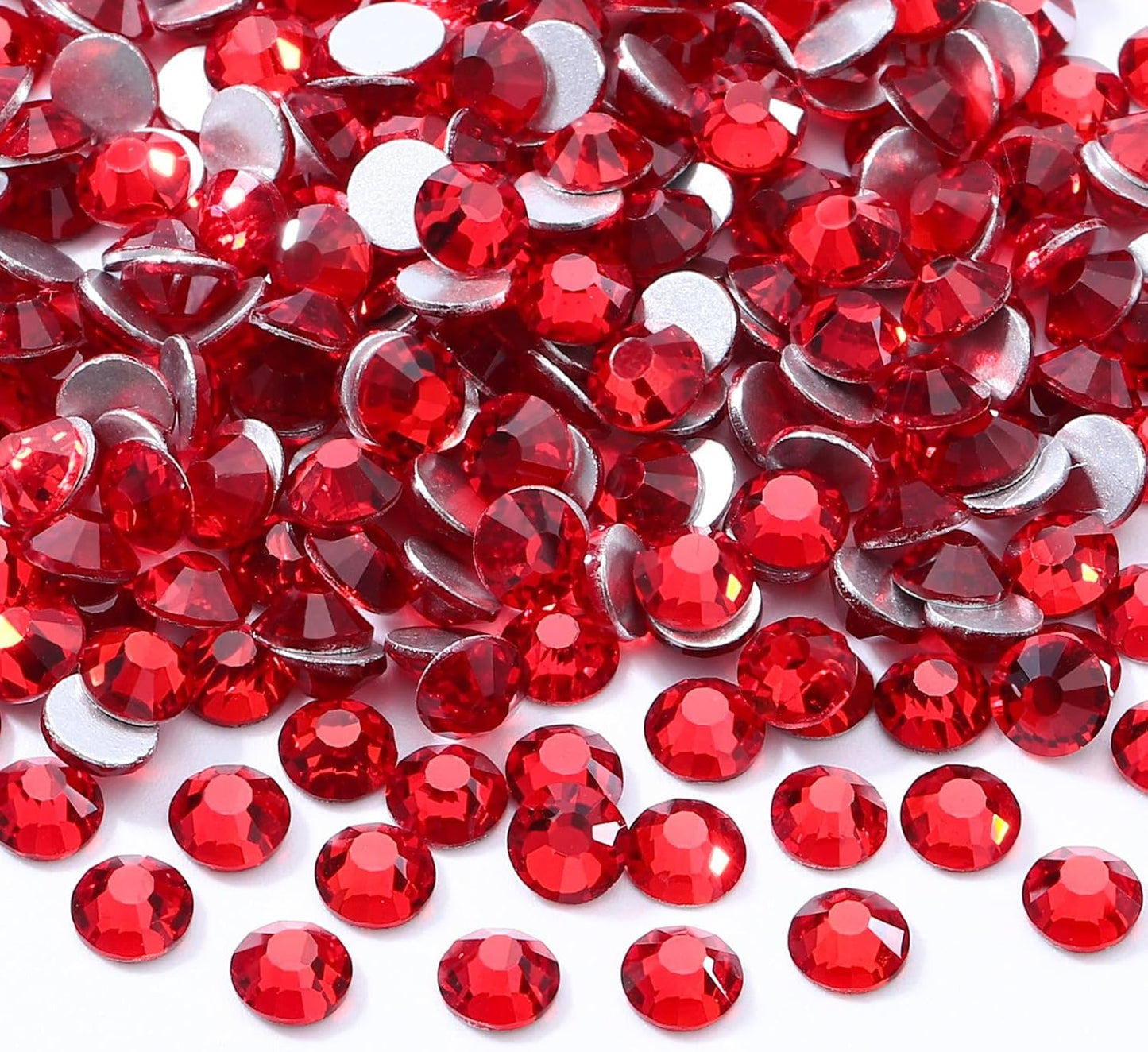 Red Flatback Rhinestones, Glass Rhinestones for Nail Art and Craft, Glue Fix, Loose Crystal Gemstones(Red, SS30, 576pcs, 6.4-6.6mm)