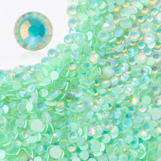F Light Green Flatback Rhinestones, Glass Rhinestones for Nail Art and Craft, Glue Fix, Loose Crystal Gemstones(F Light Green, SS30, 288pcs, 6.4-6.6mm)