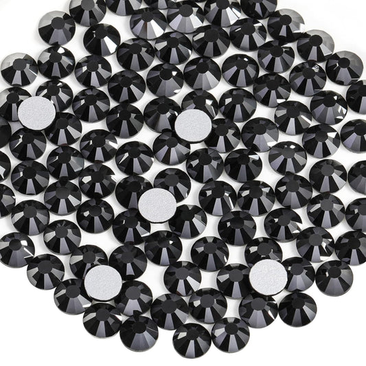 Beadsland 1440pcs Flat Back Crystal Rhinestones Round Gems for Nail Art and Craft Glue Fix, Jet Hematite,SS20,4.6-4.8mm