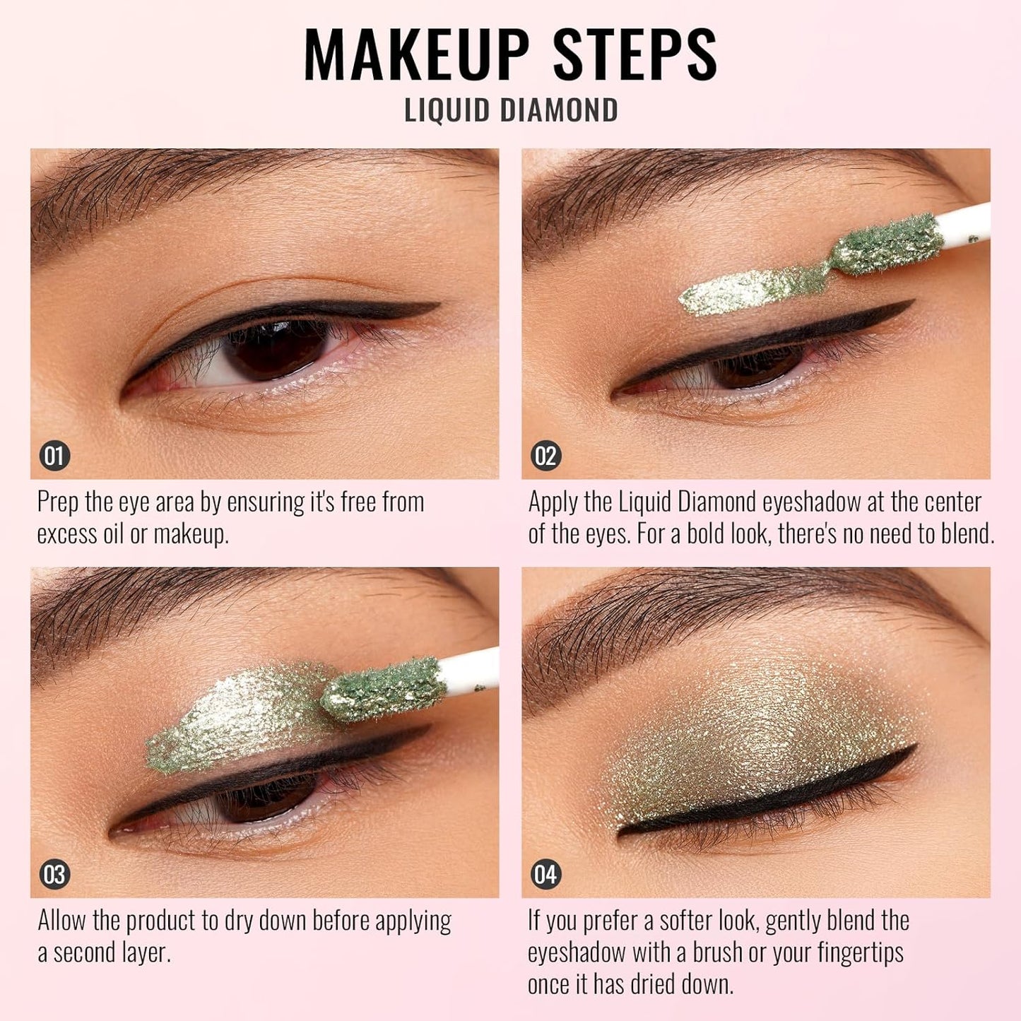 Oulac Liquid Glitter Eyeshadow - Metallic & Shimmer Finish, Non-Sticky One-Swipe Coverage, Quick-Drying & Crease-Resistant. Vegan & Cruelty-Free (02)