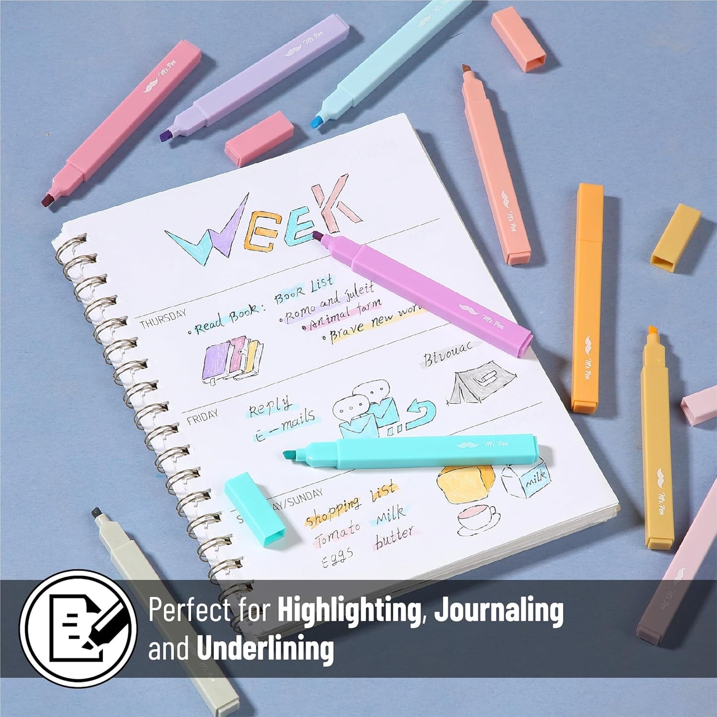 Mr. Pen- Aesthetic Highlighters, 10 Pack, Chisel Tip, Candy Colors, Cute Highlighters Assorted Colors, Cute Highlighters for School Highlighters, Highlighter Set, Pastel Highlighters