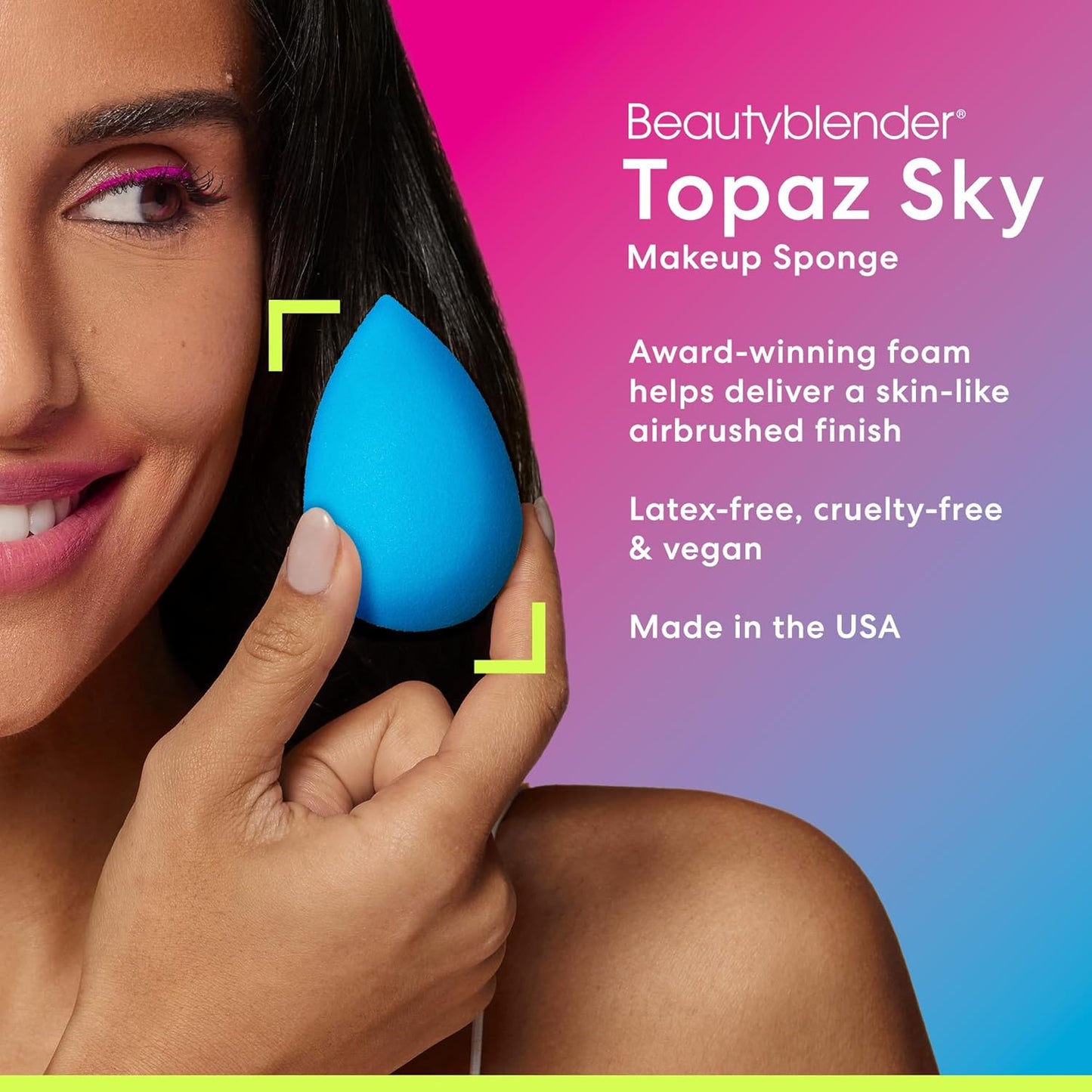 Beautyblender® | Topaz Sky Beauty Blender Makeup Sponge, Super-Soft Foam Easily Blends Foundations, Powders & Creams, Made in USA, Reusable, Washable, Streak Free Application, Vegan, Cruelty Free
