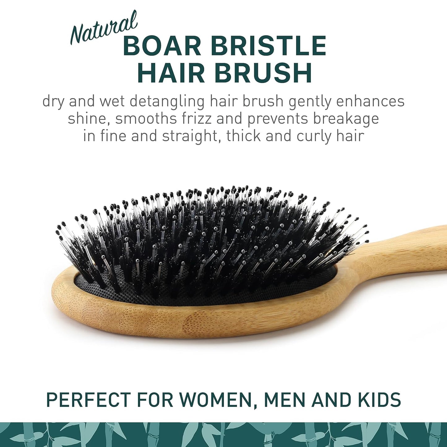 Natural Boar Bristle Hair Brush & Mini Hair Brush Set for Women, Men, Kids; Dry and Wet Detangling Hair Brush Gently Enhances Shine, Great for travel or to keep in your bag