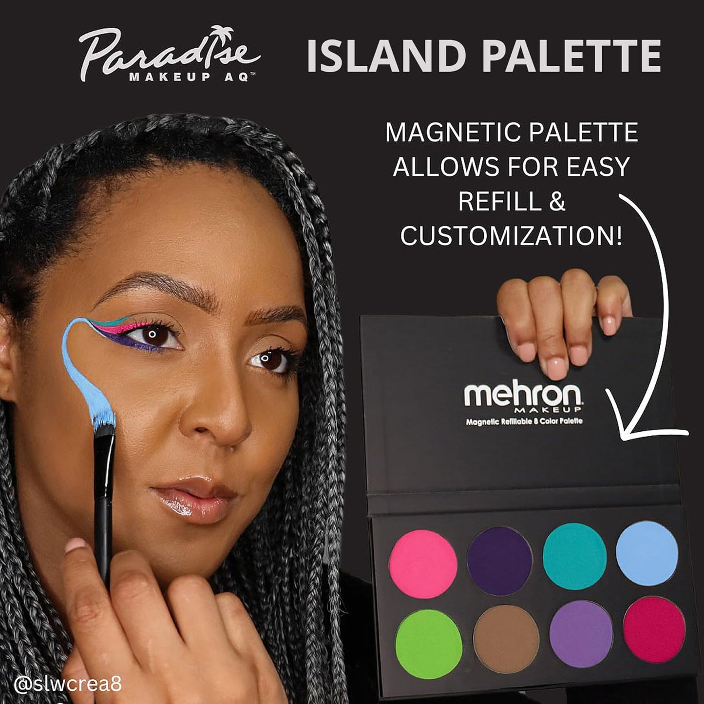 Mehron Makeup Paradise Makeup FX 8 Color Island Palette (formerly Pastel Palette) | Body Paint & Face Paint Palette | Professional & Water Activated | SFX, Halloween, & Cosplay