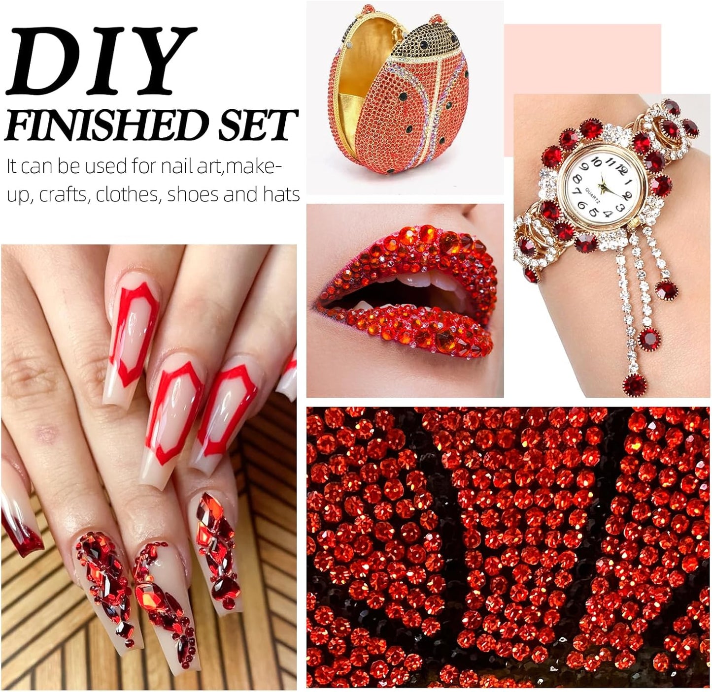 Hyacinth Flatback Rhinestones, Glass Rhinestones for Nail Art and Craft, Glue Fix, Loose Crystal Gemstones(Orange, SS6, 2880pcs, 1.9-2.0mm)