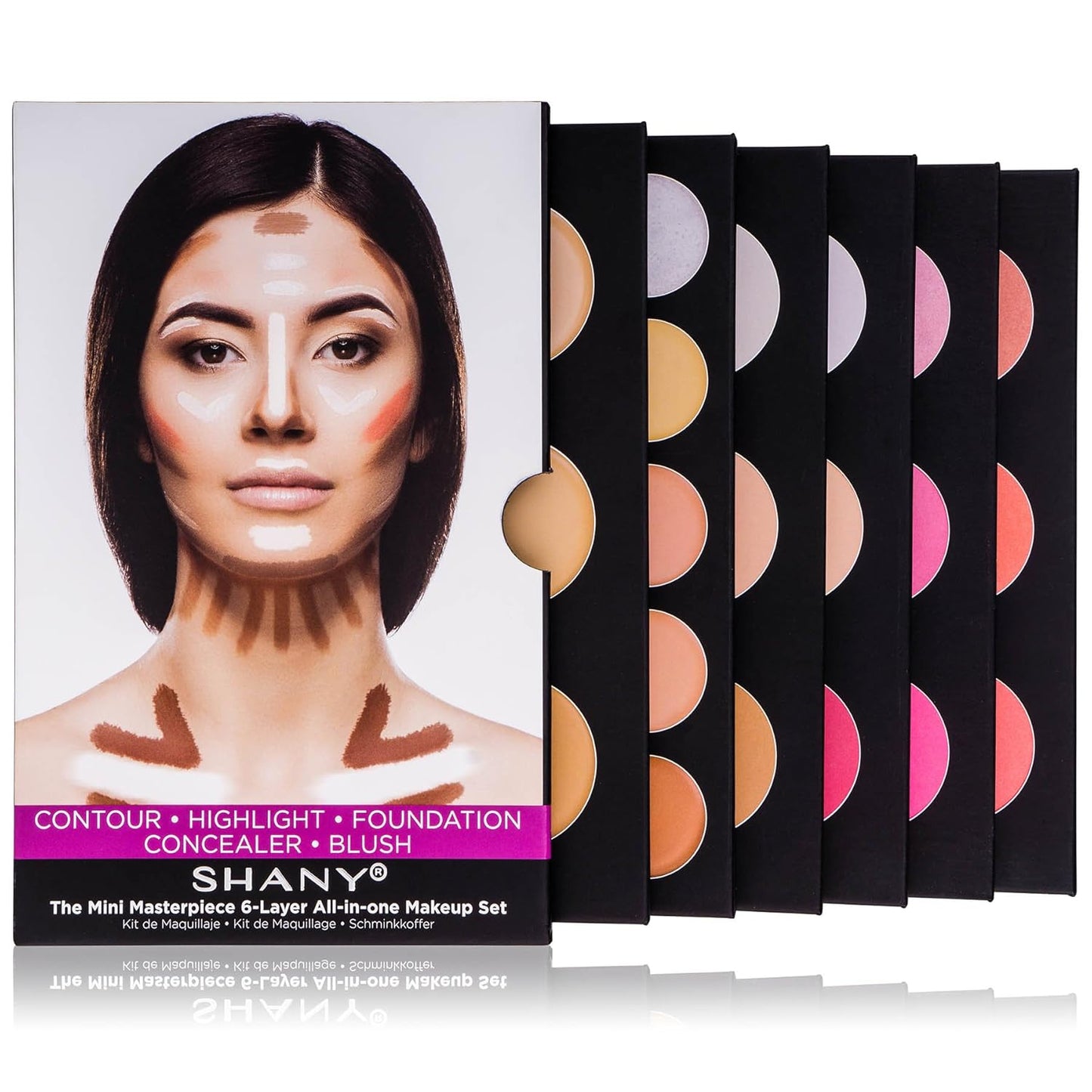 SHANY The Mini Masterpiece 6 Layers Makeup Foundation, Concealer, Camouflage, Contour, Blush and Face Cosmetics Sets - 6 Make up Kits Palettes