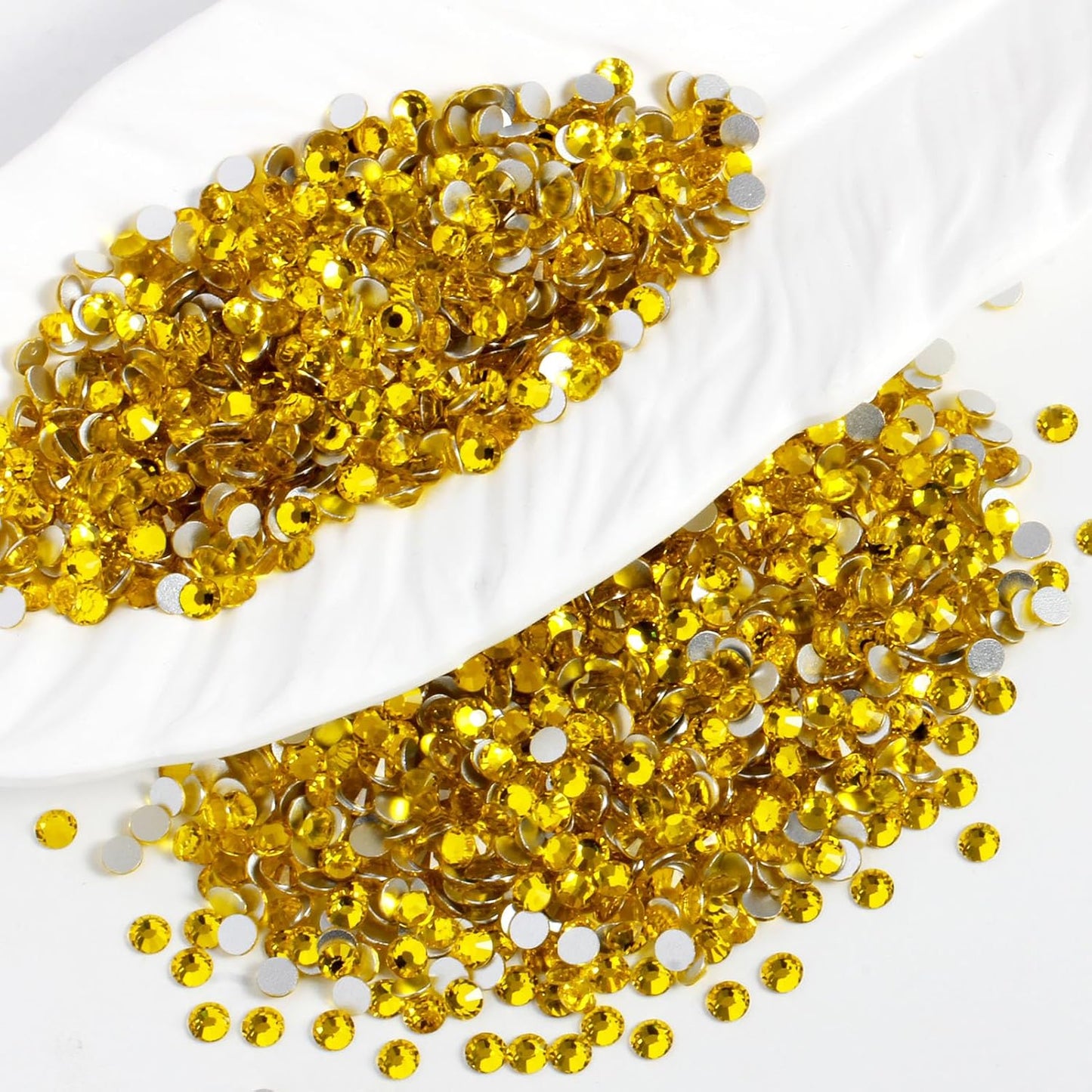 2000PCS SS20 Flatback Rhinestones | 12-Facet Diamond-Cut Glass Gems for Nail Art, Clothing, DIY Crafts |Glue-On Decoration Stones with Silver Backing(Citrine)