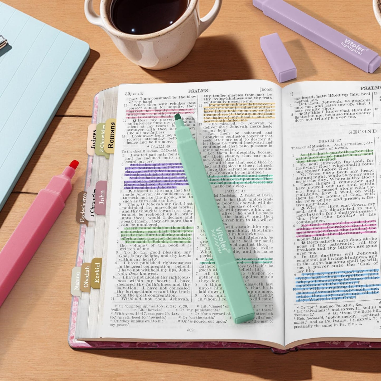 Vitoler Bible Highlighters Assorted Colors,8 Pack,Soft Chisel Tip,Cute Highlighters Set for Aesthetic School Office Supplies,Book Markers