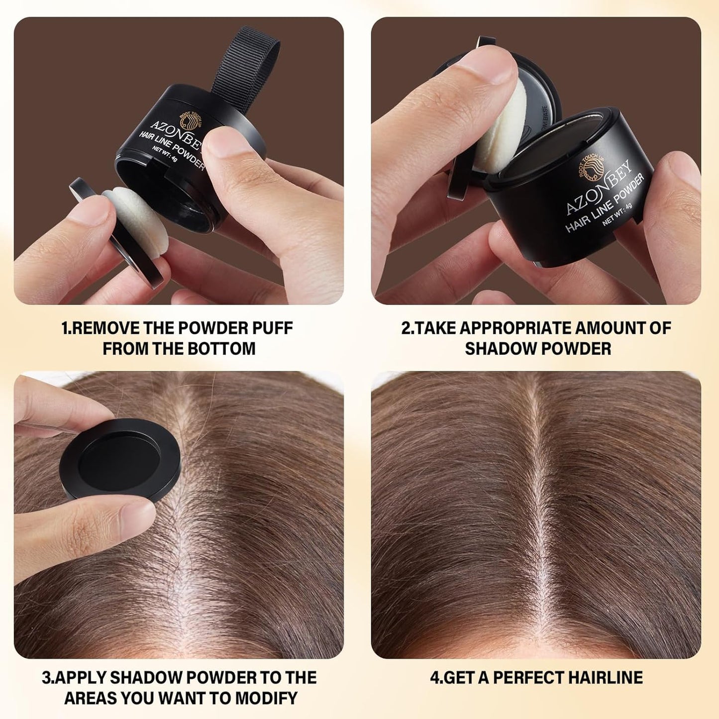 Root Touch Up Sets,Hairline Powder for Women Cover Up- Hairline Concealer for Thin and Thinning Hair, Water & Sweat Resistant,Contain Azonbey Makeup Brush (Blonde, Med-Makeup Brush)