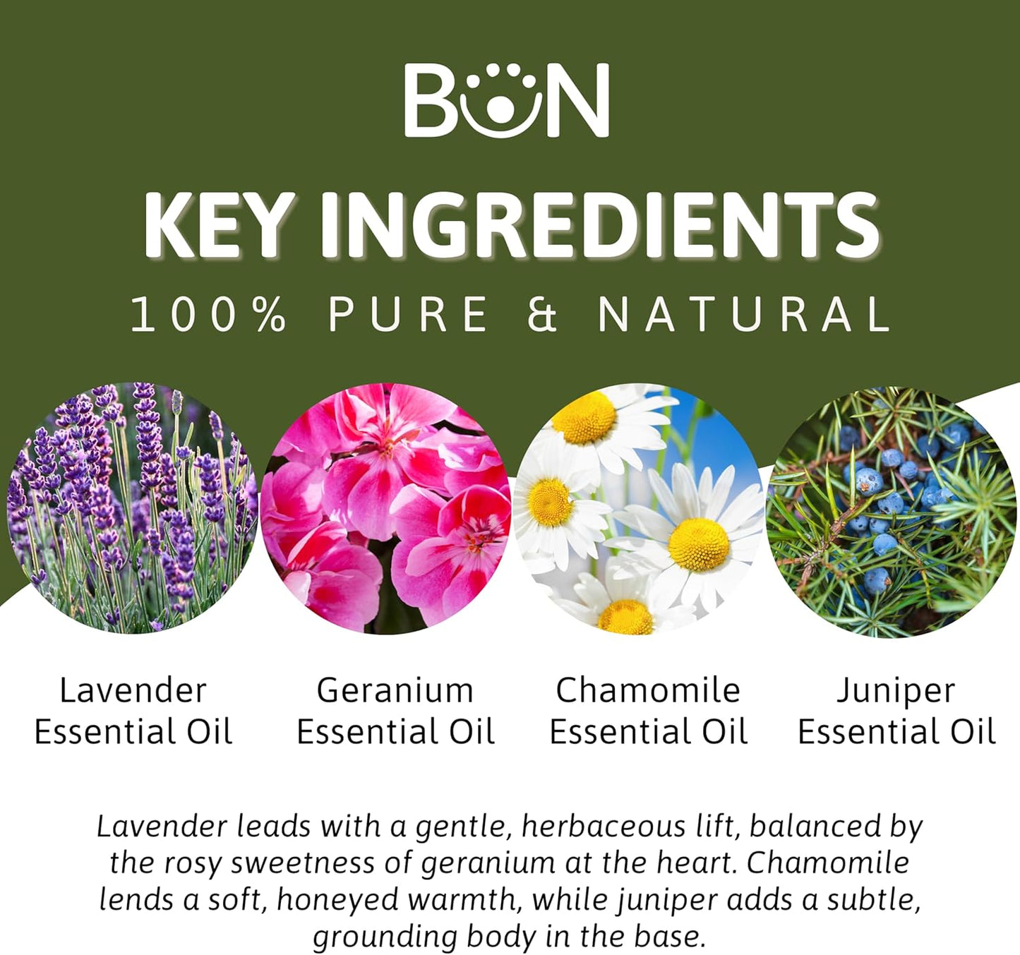 Best of Nature Calming Essential Oil Blend – Lavender, Roman Chamomile, Geranium & Juniper – 100% Pure for Diffuser, Relaxation & Self-Care – Soothing Aromatherapy