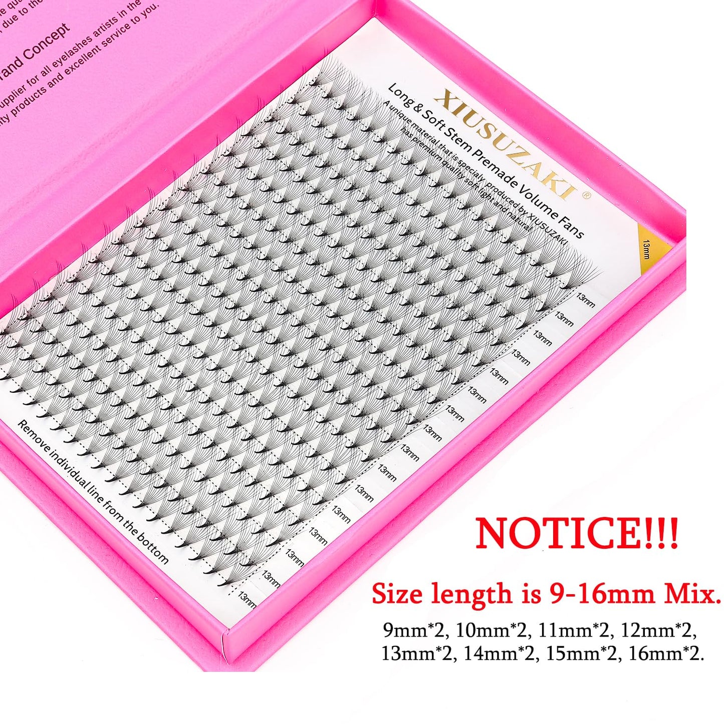 Premade Fans Eyelash Extensions 10D Volume Lash Extensions 0.03 Thickness Eyelash Extension D Curl Premade Lash Fans Mix 9-16mm Fluffy Soft Handmade Lash Fan(10D-0.03-D,9-16mm)