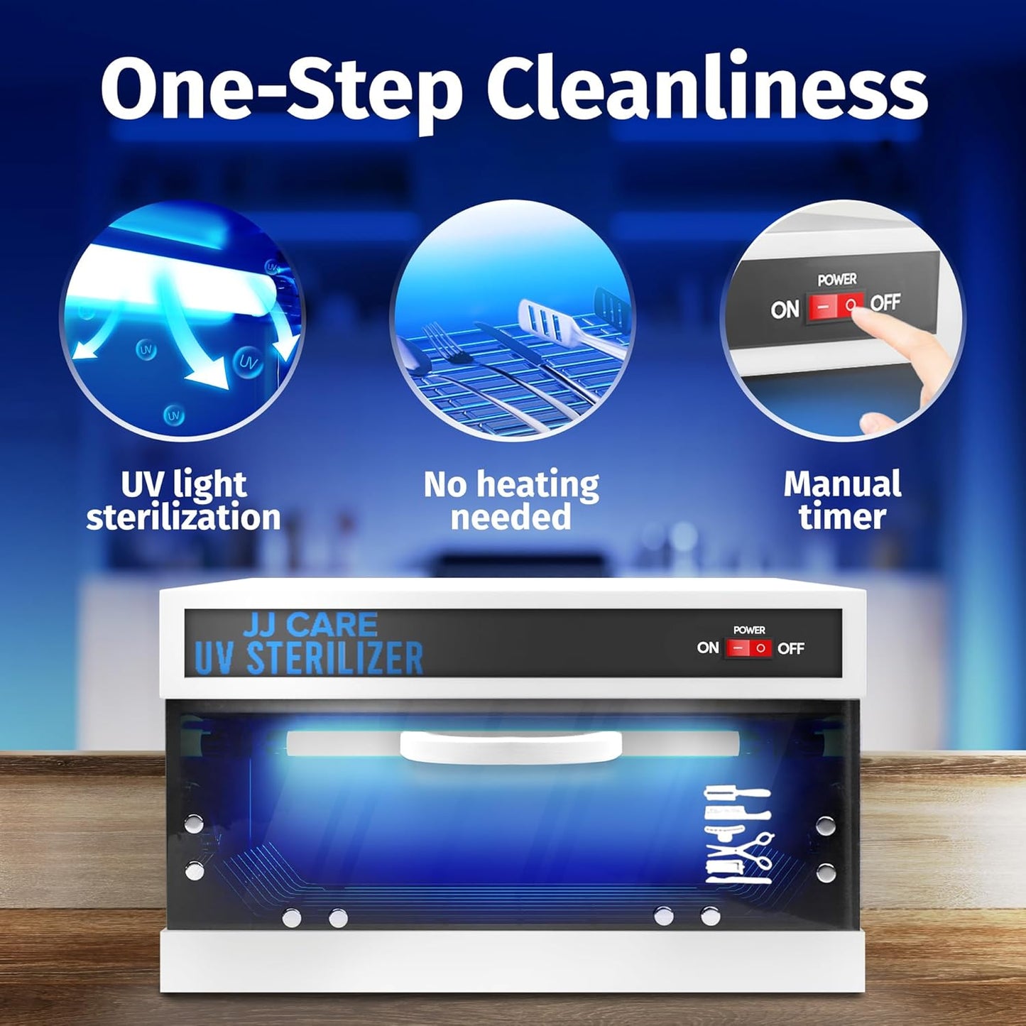 JJ CARE UV Sanitizer Cabinet – 8L Capacity, Manual Timer, Professional Tabletop UV Sanitizer Cabinet for Salon, Spa, Office & Home Use, 99% Sanitization Efficiency