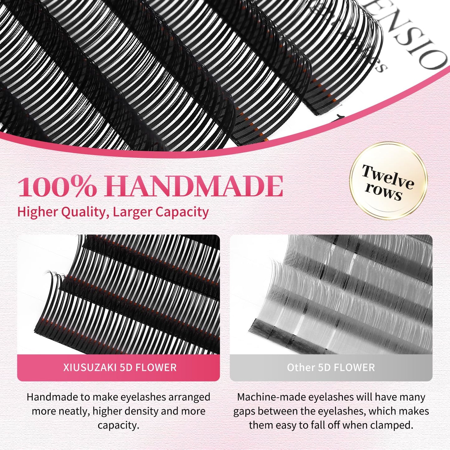 5D Flower Lash Extensions Spikes Lashes 0.07 Matte Black D Curl Lashes 10mm Volume Eyelash Extension Lash Trays Professional Use(5D Flower,0.07-D,10mm)