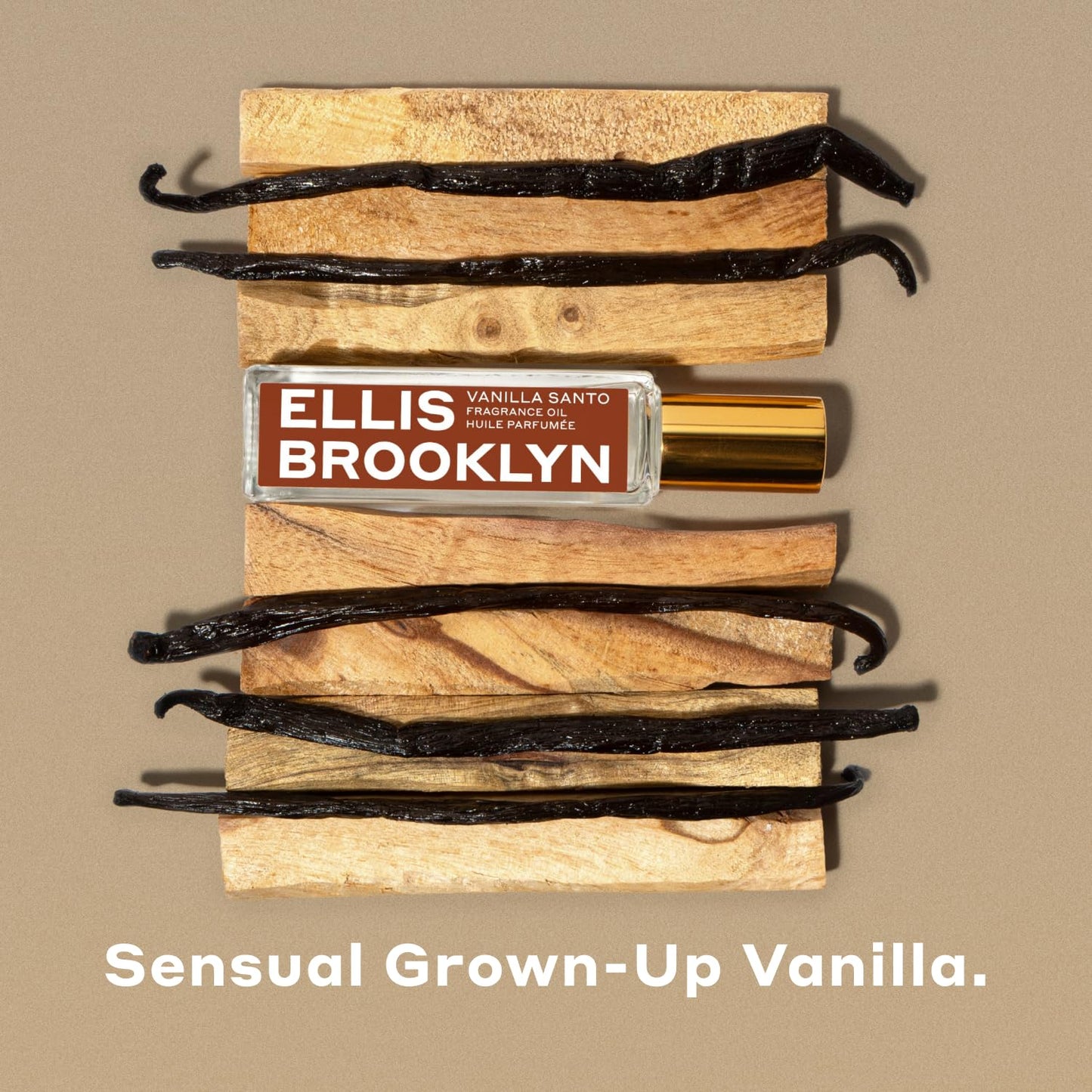 Ellis Brooklyn VANILLA SANTO Perfume Oil Roll-On for Women – Sensual Grown-Up Vanilla Fragrance – Woody & Smoky Perfume with Palo Santo, Cedarwood & Myrrh – Travel-Friendly Rollerball, 15ml