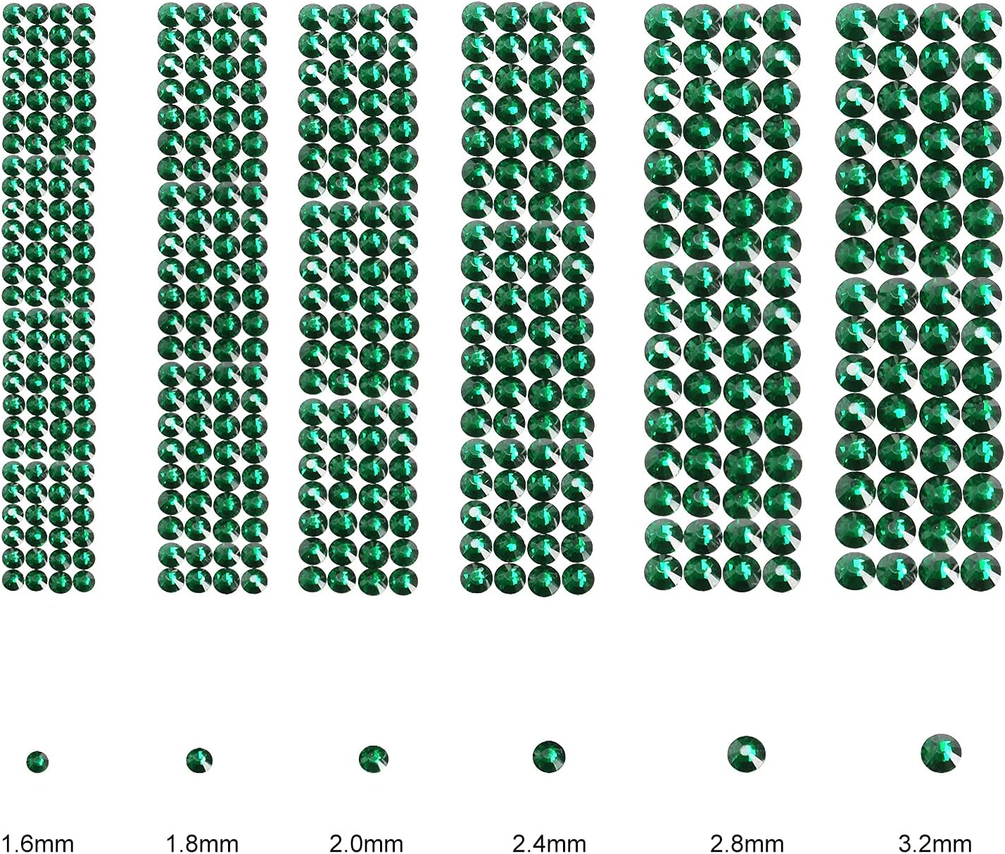 3456pcs Flatback Rhinestones Glass Charms Diamantes Gems Stones for Nail Art 6 Size ss4~ss12 Dark Green