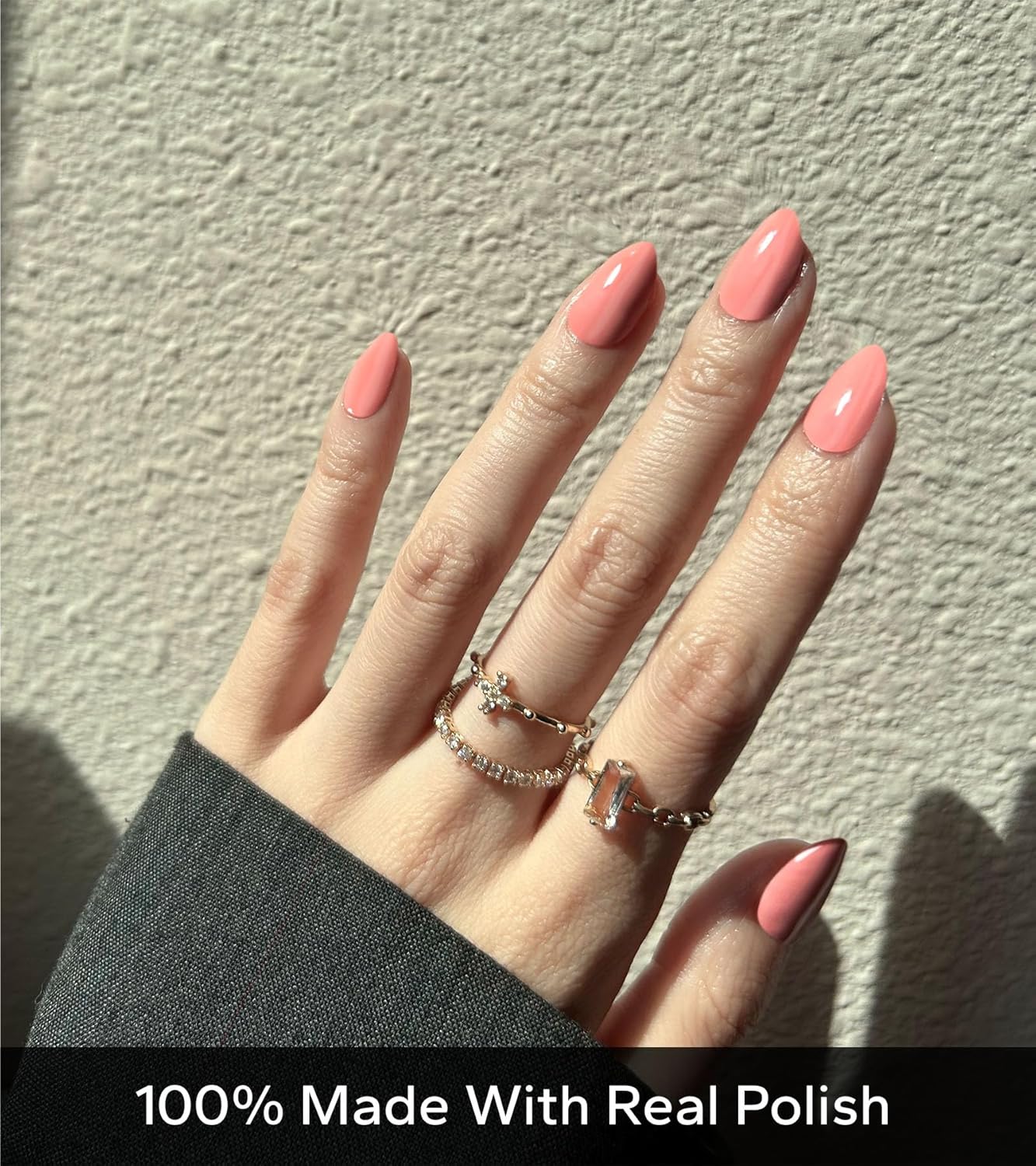 Nail Polish Strips, 20Pcs Salon Quality Gel Nail Stickers, Easy Long Lasting Wraps for Short Nails no UV Light Needed (Pink)