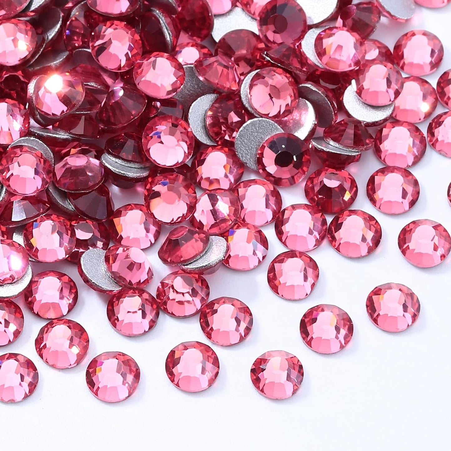 Rose Flatback Rhinestones, Glass Rhinestones for Nail Art and Craft, Glue Fix, Loose Crystal Gemstones(Rose, SS34, 288pcs, 7.1-7.3mm)