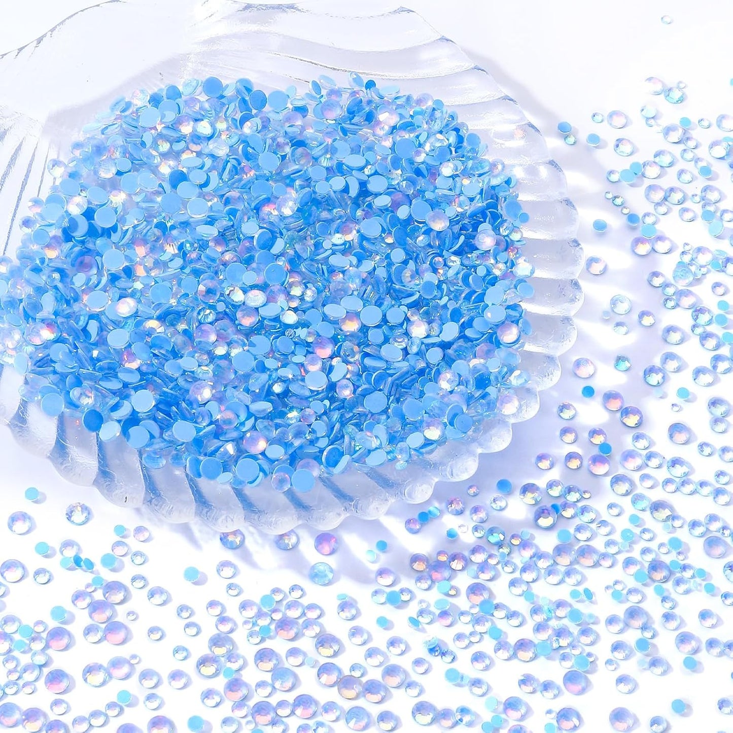 F Light Blue Flatback Rhinestones, Glass Rhinestones for Nail Art and Craft, Glue Fix, Loose Crystal Gemstones(F Light Blue, SS6, 1440pcs, 1.9-2.0mm)
