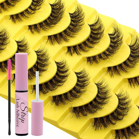 Strip Lash with Glue for DIY Lash-users: 10 Pairs, DIY, Natural Look, Fluffy, Manga, Wispy, Waterproof, Anime, Cat Eye, D Curl, LZ-201