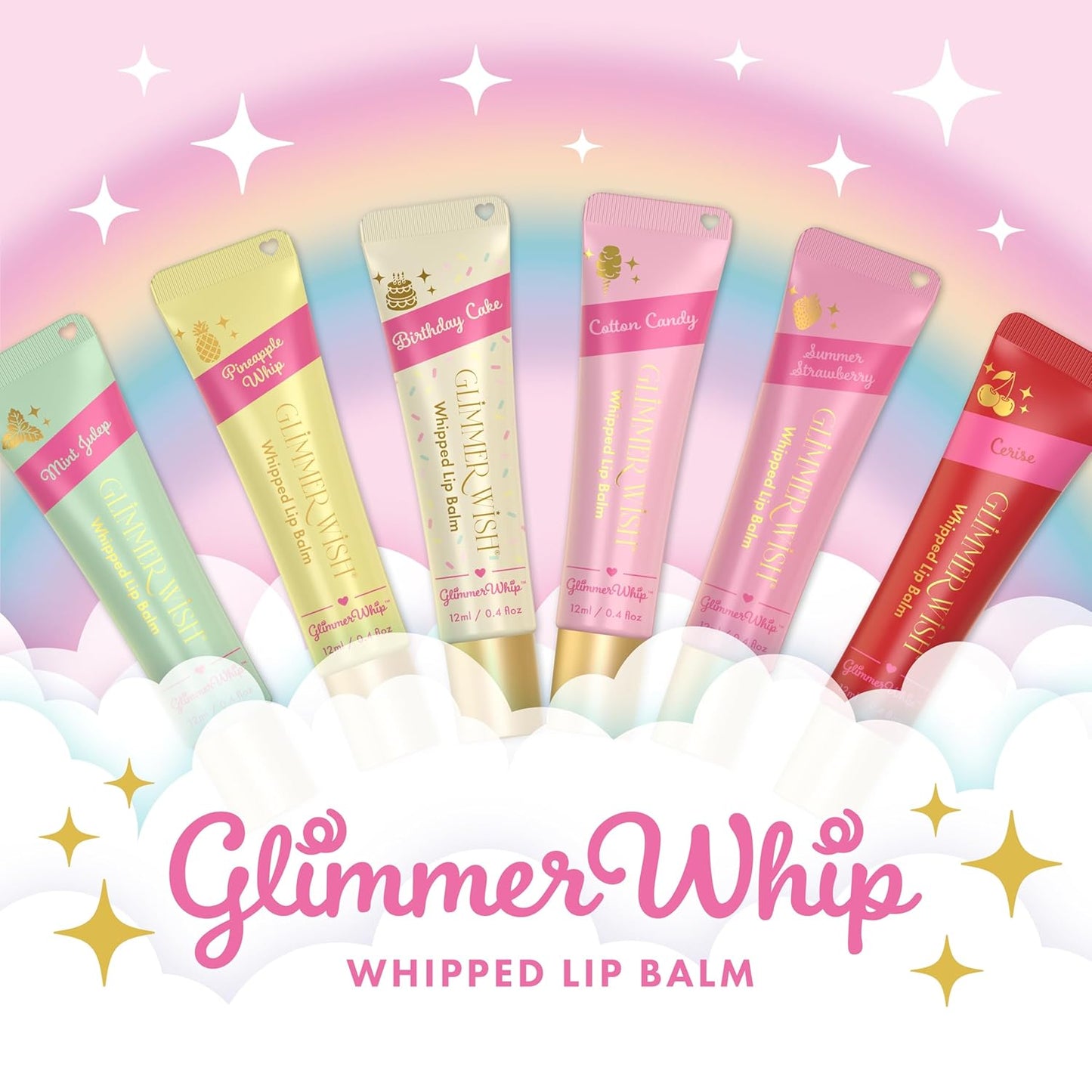 Glimmer Wish Glimmer Whip Hydrating Lip Balm – Organic Castor & Jojoba Oils, Shea & Cocoa Butters – Vegan, Non-Toxic, Moisturizing Lip Care (Cerise)