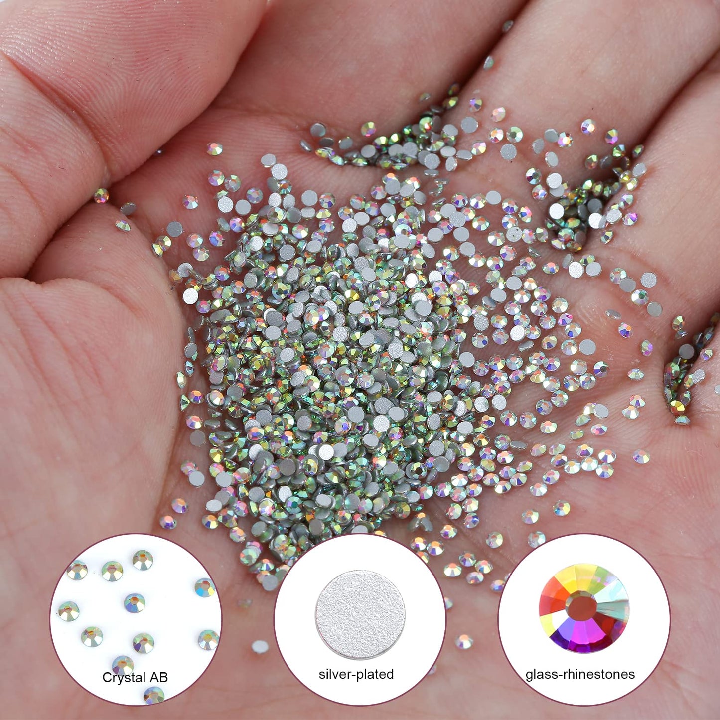 1440Pcs Crystal Ab Crystal Rhinestones,Glass Flatback Rhinestones Mini Gemstones for Nail Face Makeup Art Crafts Clothes Decoration-(SS4,1.6mm,Crystal Ab)
