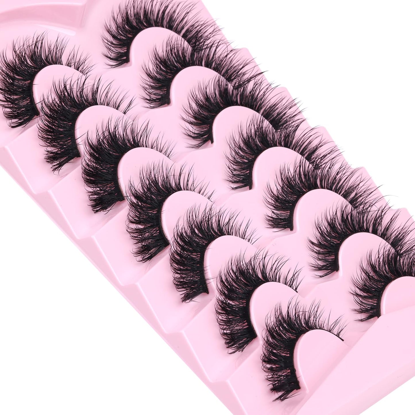 Mink Lashes Natural Look False Eyelashes Wispy Cat Eye Flat Lashes 3D Mink Lashes Natural Fake Lashes 15mm Strip Lashes Pack 7 Pairs by Kiromiro