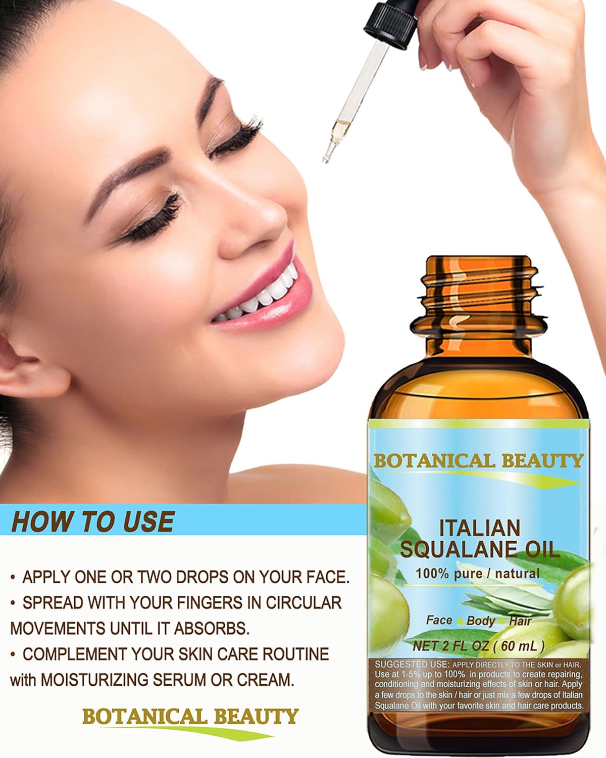 SQUALANE Italian Olive. 100% Pure Natural Undiluted Oil. 4 fl.oz- 120ml. 100% Ultra-Pure Moisturizer for Face, Skin, Body, Hair. Reliable 24/7 Skincare Protection