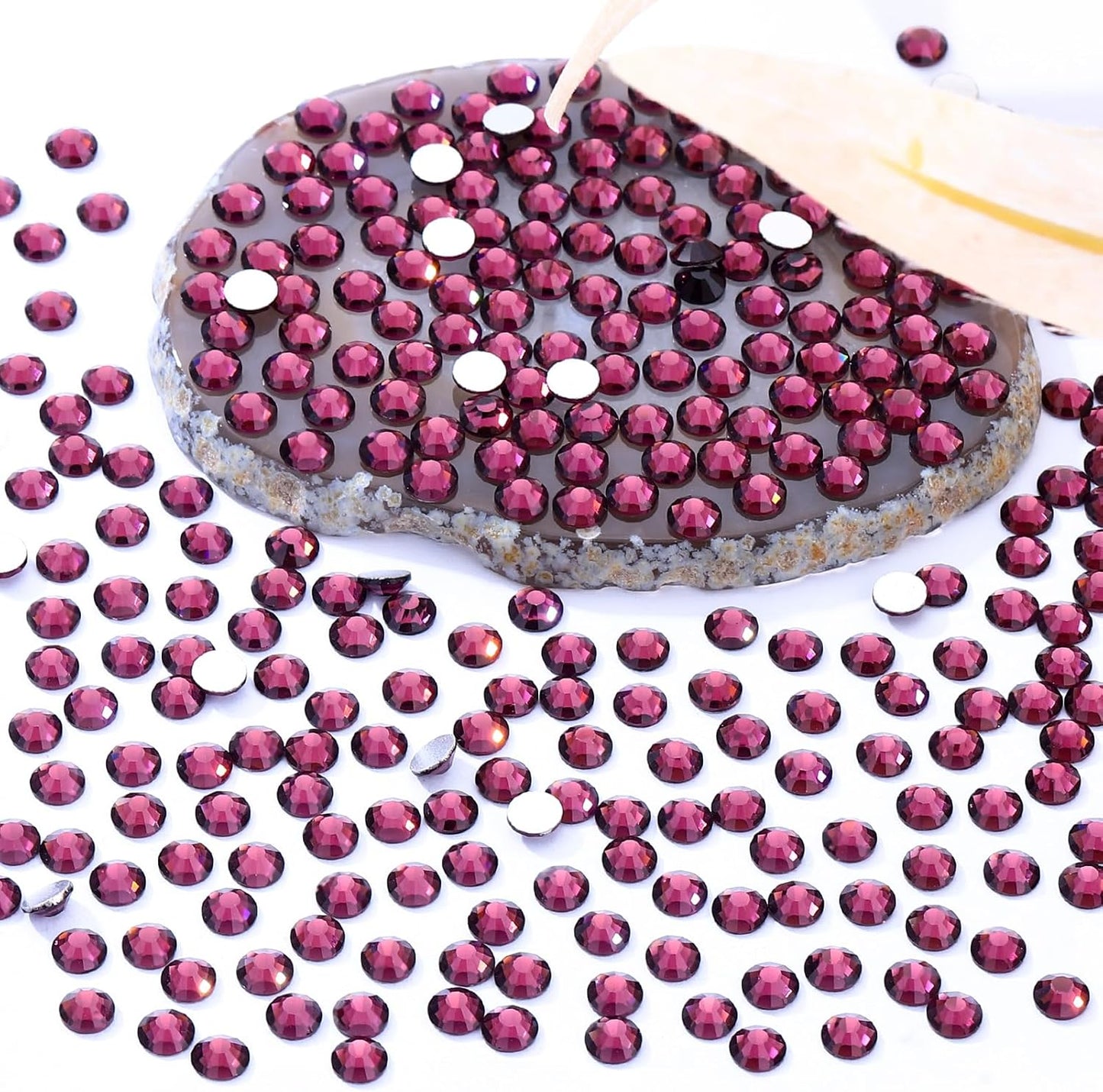 Purple Flatback Rhinestones, Glass Rhinestones for Nail Art and Craft, Glue Fix, Loose Crystal Gemstones(Purple, SS30, 576pcs, 6.4-6.6mm)