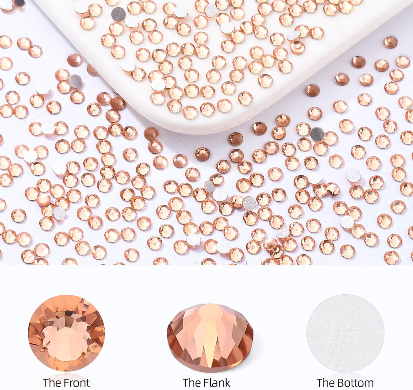 Champagne Flatback Rhinestones, Glass Rhinestones for Nail Art and Craft, Glue Fix, Loose Crystal Gemstones(Champagne, SS10, 1440pcs, 2.7-2.8mm)