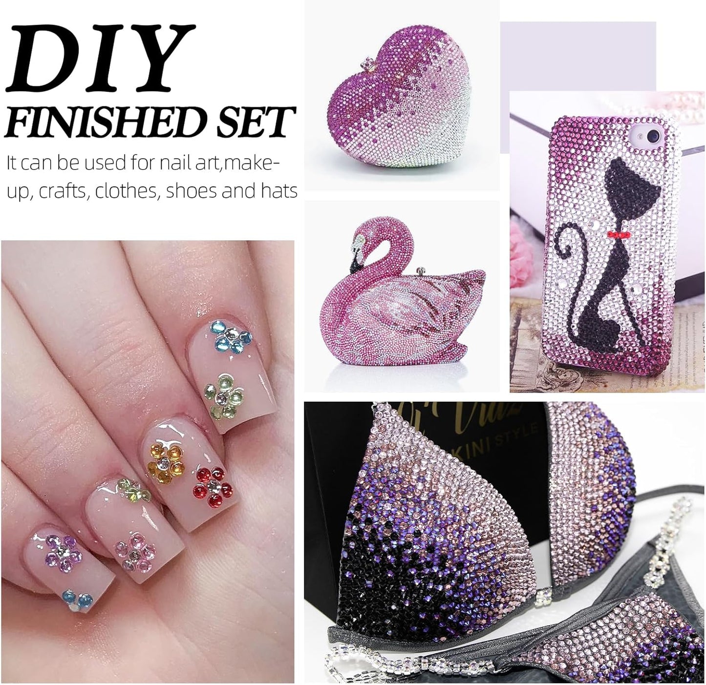 Light Amethyst Flatback Rhinestones, Glass Rhinestones for Nail Art and Craft, Glue Fix, Loose Crystal Gemstones(Lt.Amethyst, SS30, 288pcs, 6.4-6.6mm)