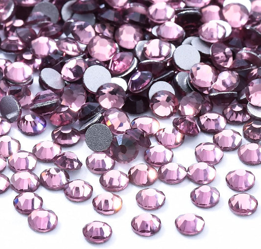 Light Amethyst Flatback Rhinestones, Glass Rhinestones for Nail Art and Craft, Glue Fix, Loose Crystal Gemstones(Lt.Amethyst, SS12, 2880pcs, 2.9-3.0mm)