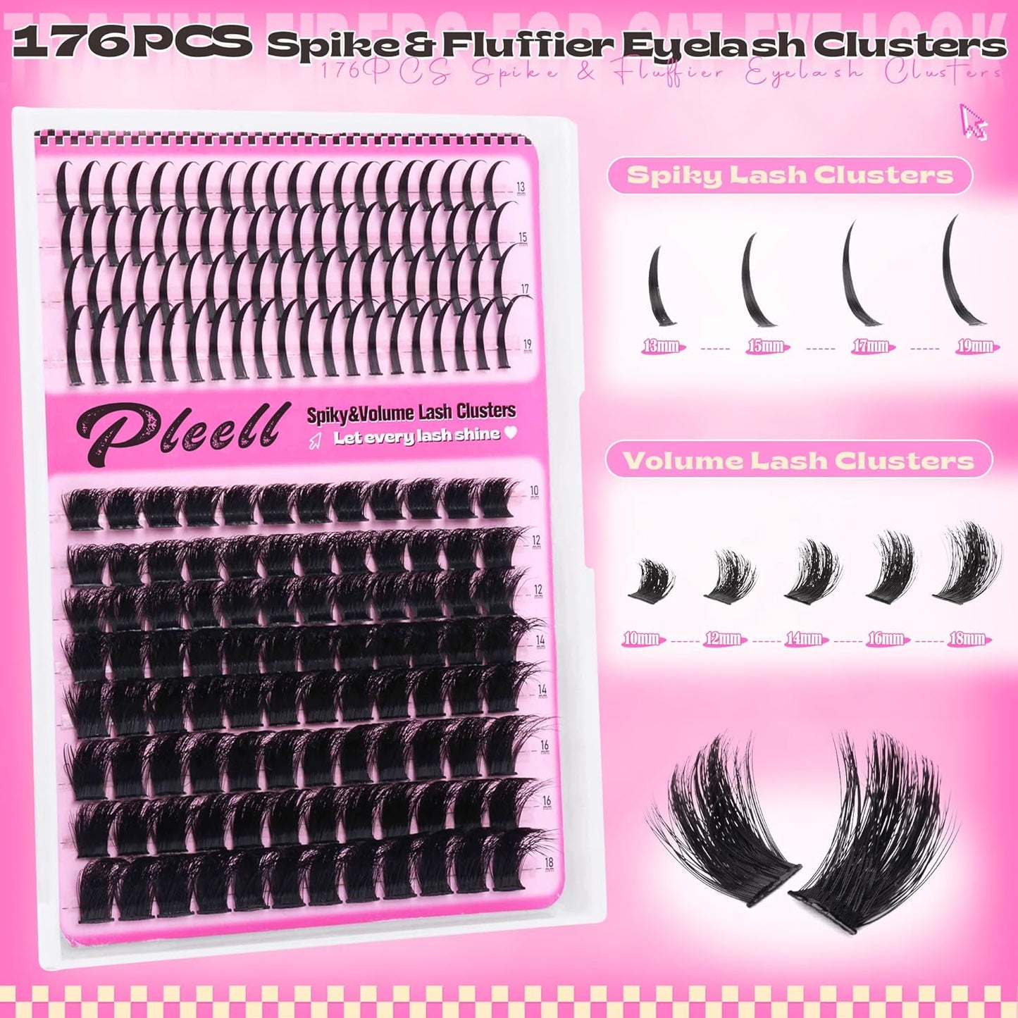 200D Lash Clusters with Spikes Thick Eyelash Clusters Volume Cluster Eyelash Extensions Lash Spikes D Curly Individual Lashes Long Spiky Lash Extension Mega Eyelashes Clusters by Pleell