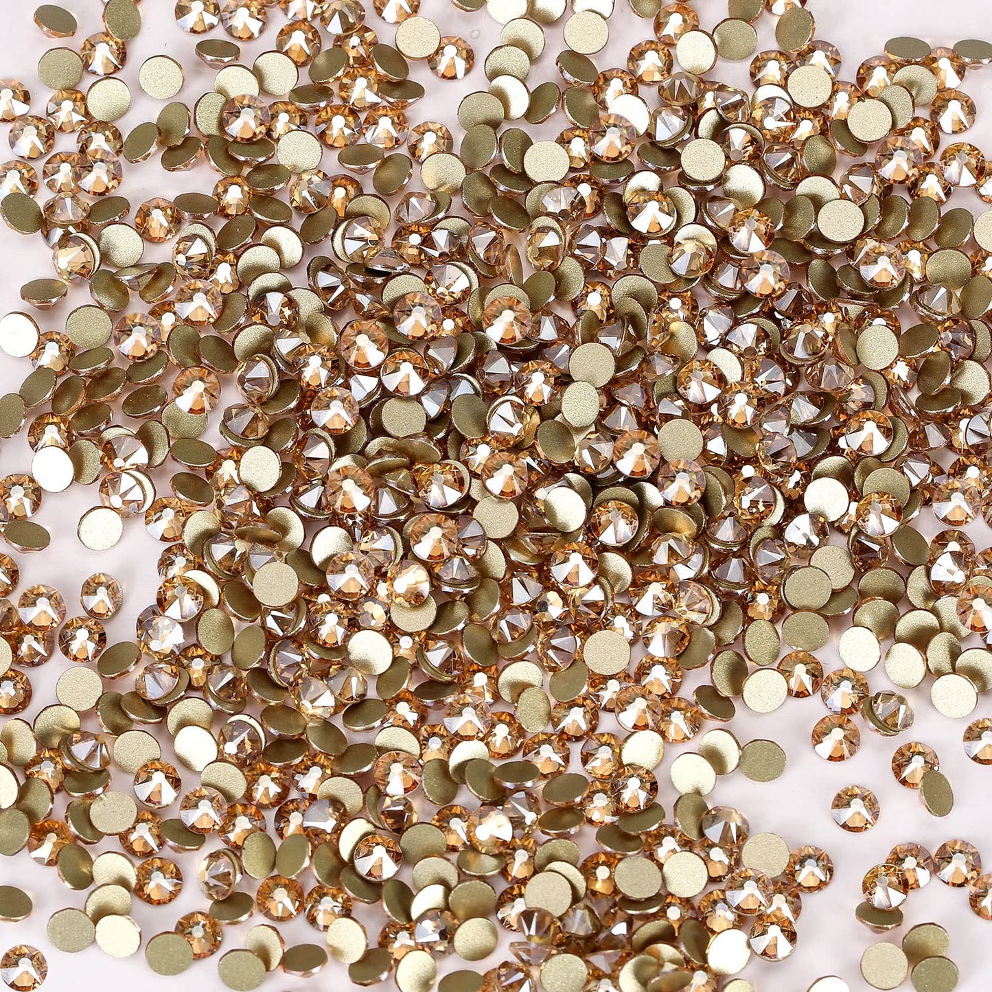 Novani Golden Shadow Rhinestones 1440pcs Flat Back Round Rhinestone Style 2088 Sparkly Crystal Gemstones for Nail Art and Crafting SS16,3.8-4.0mm