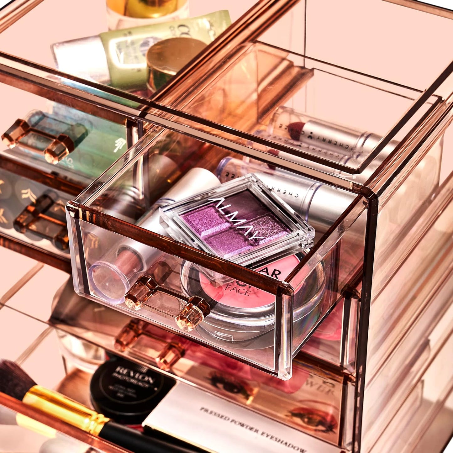 Sorbus Acrylic Makeup Organizer - Organization and Storage Case for Cosmetics Make Up & Jewelry - Big Clear Makeup Organizer for Vanity, Bathroom, College Dorm, Closet, Desk (3 Large, 4 Small Drawers)