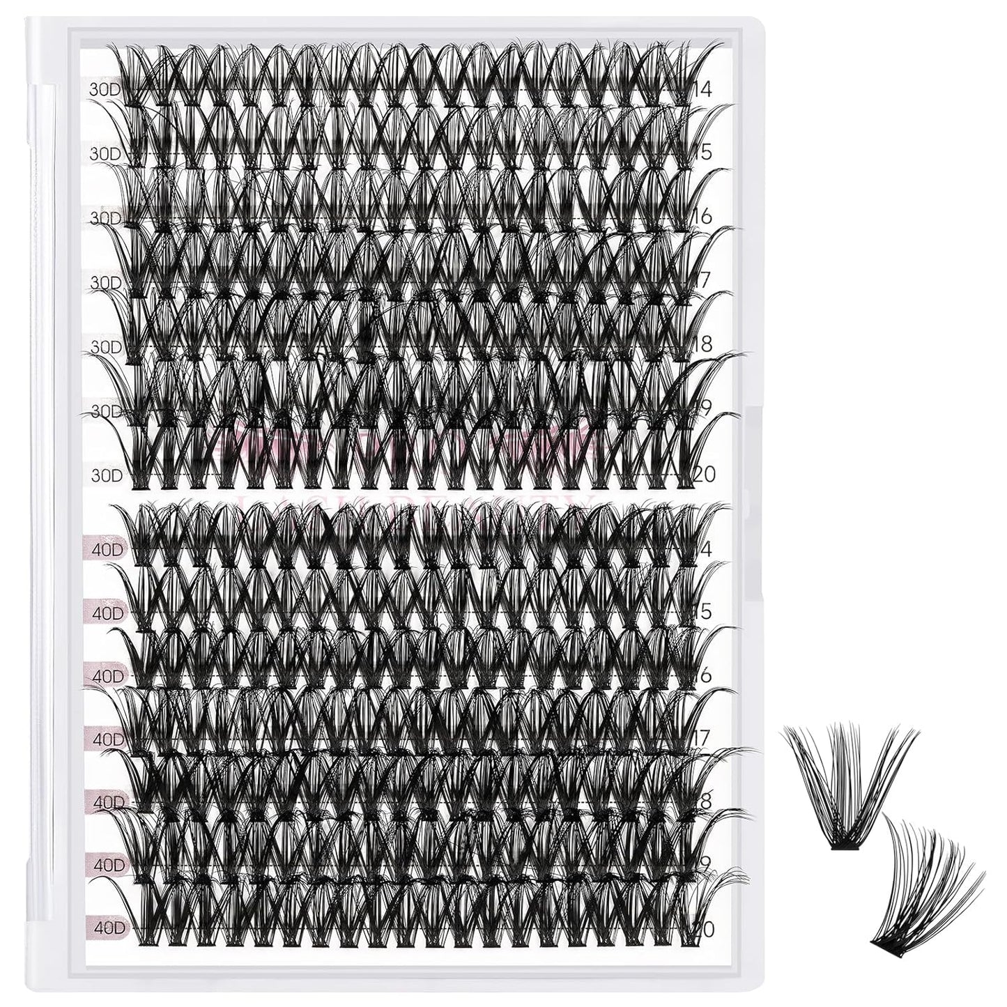 280 Pcs Individual Lashes 40D+50D Mixed Lash Clusters 14 Rows Cluster Lashes that Look Like Eyelash Extensions DIY Lash Extension Self Application At Home (40+50-C-14-20mix)