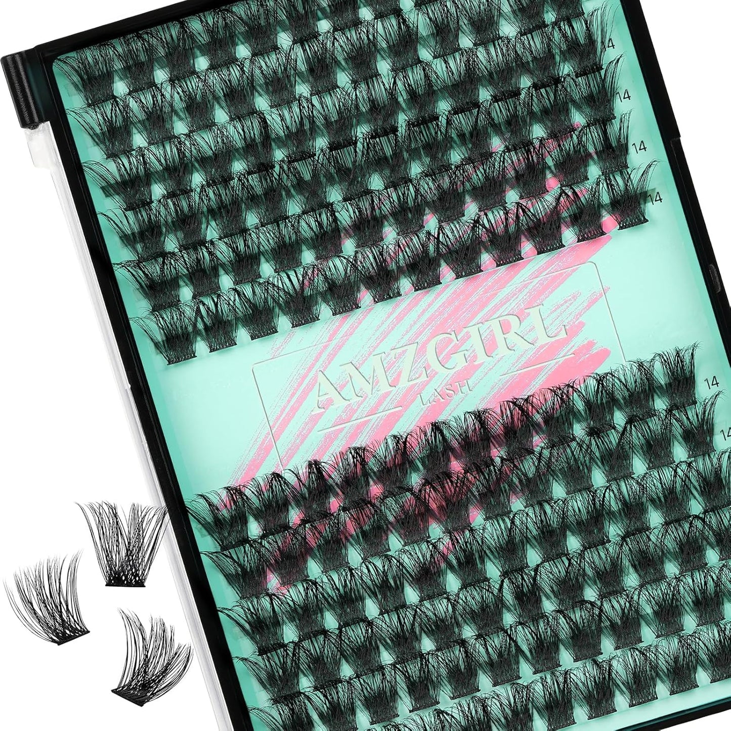 Wispy Lash Clusters Eyelash Extensions 144pcs Individual Lashes Cluster 14mm C Curl Fake Eyelash with Thin Band DIY Cluster Lashes At Home For Beginners (C-14mm)
