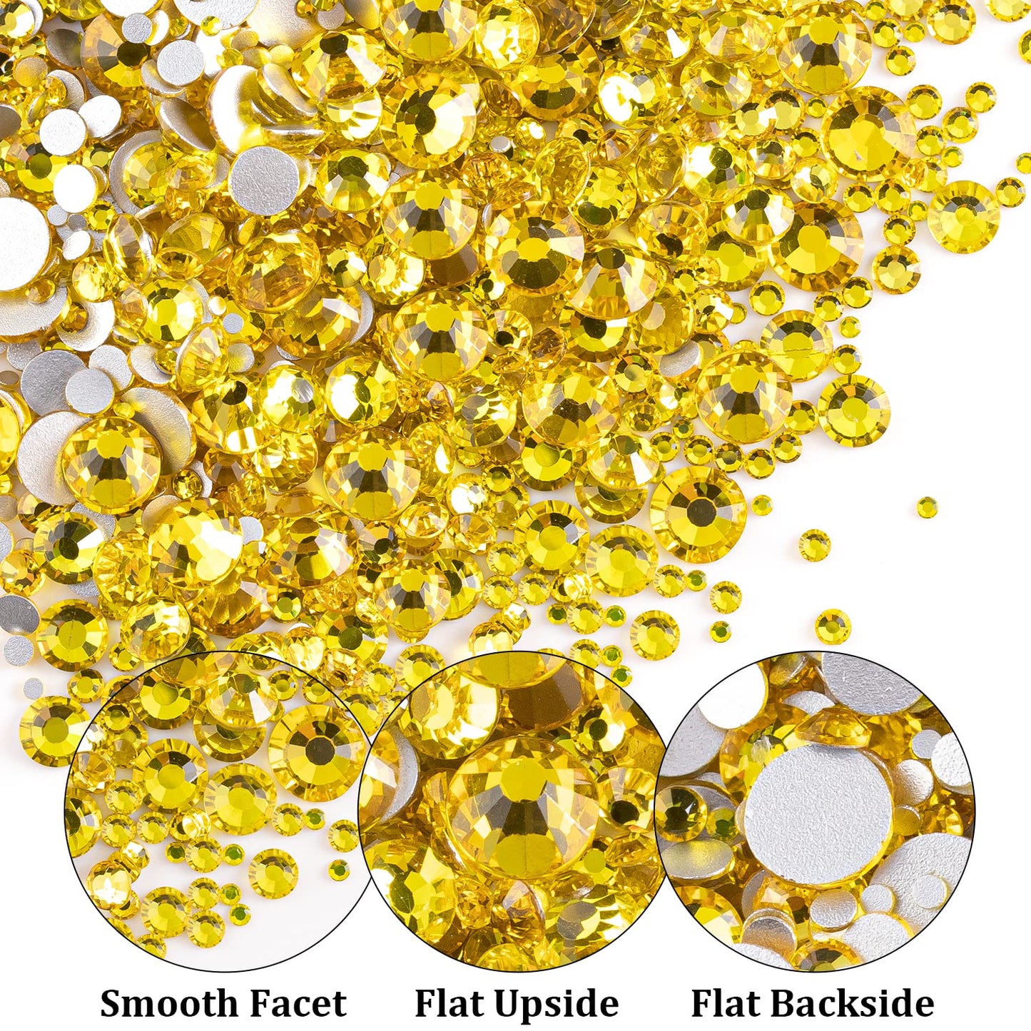 Two Packs of Flatback Rhinestones 4520 Pcs Colorful Nail Art Rhinestones Flatback Crystal Colorful+Lemon Yellow Rhinestone with Picker Pencil and Tweezer for Nail Art and Decoration