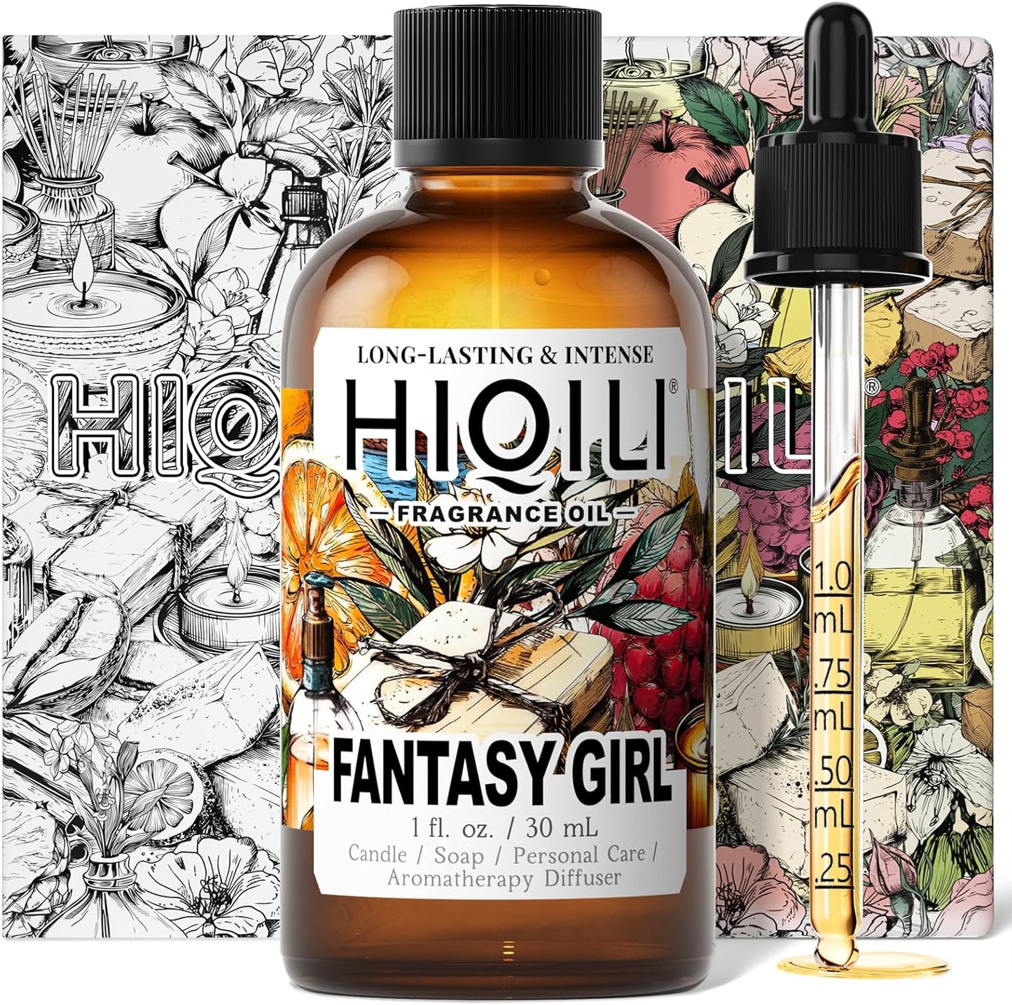 HIQILI Fantasy Girl Fragrance Oil for Candle, Perfume Making, Praline & Pomelo Scents, Long Lasting, Skin & Hair Care Products, Gifts - 1 Fl Oz
