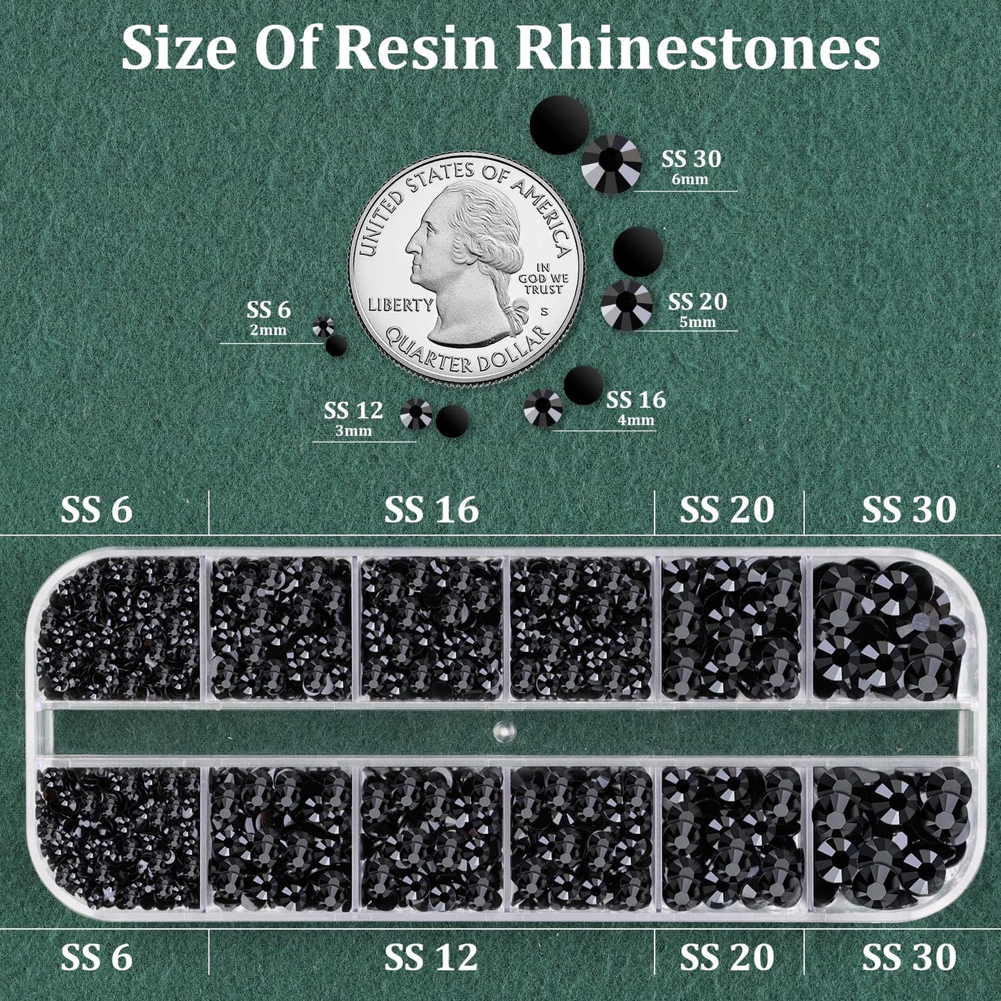 Resin Rhinestones for Crafting with B7000 Jewelry Glue, 1 Box Black Flatback Crystals with 3Pcs 10ml Glue for Bedazzling Crafts DIY Nail Art Makeup，Non Hotfix Gems for Clothing Shoes