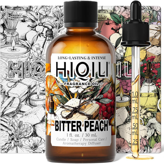 HIQILI Bitter Peach Fragrance Oil - for Candle, Soap & Sachets Bag Making, Inspired by T-F.rd Bitter-P.ch, for Home Diffuser, Add to Air Fresheners Spray - 1 Fl Oz