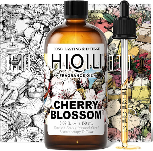 HIQILI Cherry Blossom Fragrance Oil, Floral Perfume Oil, Candle Scents for Candle Making, for Diffuser & Fresh Spray, Long-Lasting Scent - 5.07 Fl Oz